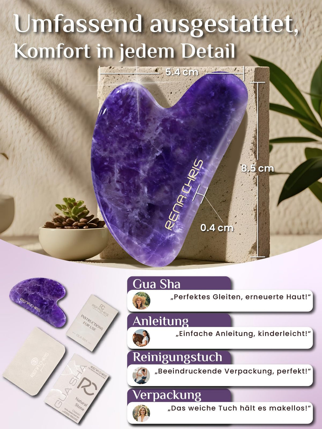 Rena Chris Stainless Steel Gua Sha Stone, Guasha Stone for Jaw Lines Firming and Reducing Face Swelling, Skin Care Gift - Silver