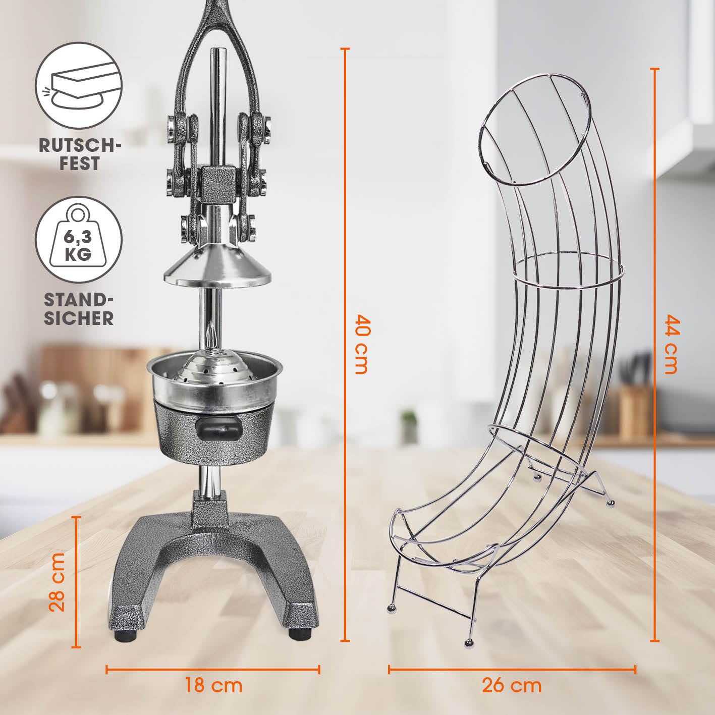 Lumaland Juicer Made of Stainless Steel, High-quality Citrus Juicer With Lever In Various Designs