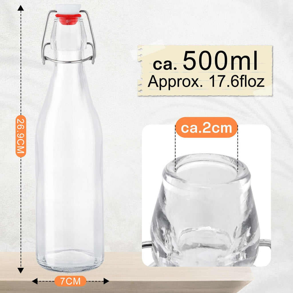 Glasflaschen 250ml mit Bügelverschluss, 10 Stück Kleine Flaschen Zum Befüllen, Bügelflasche zum Befüllen, Saftflasche für Öl, Essig, Saft & Limonade