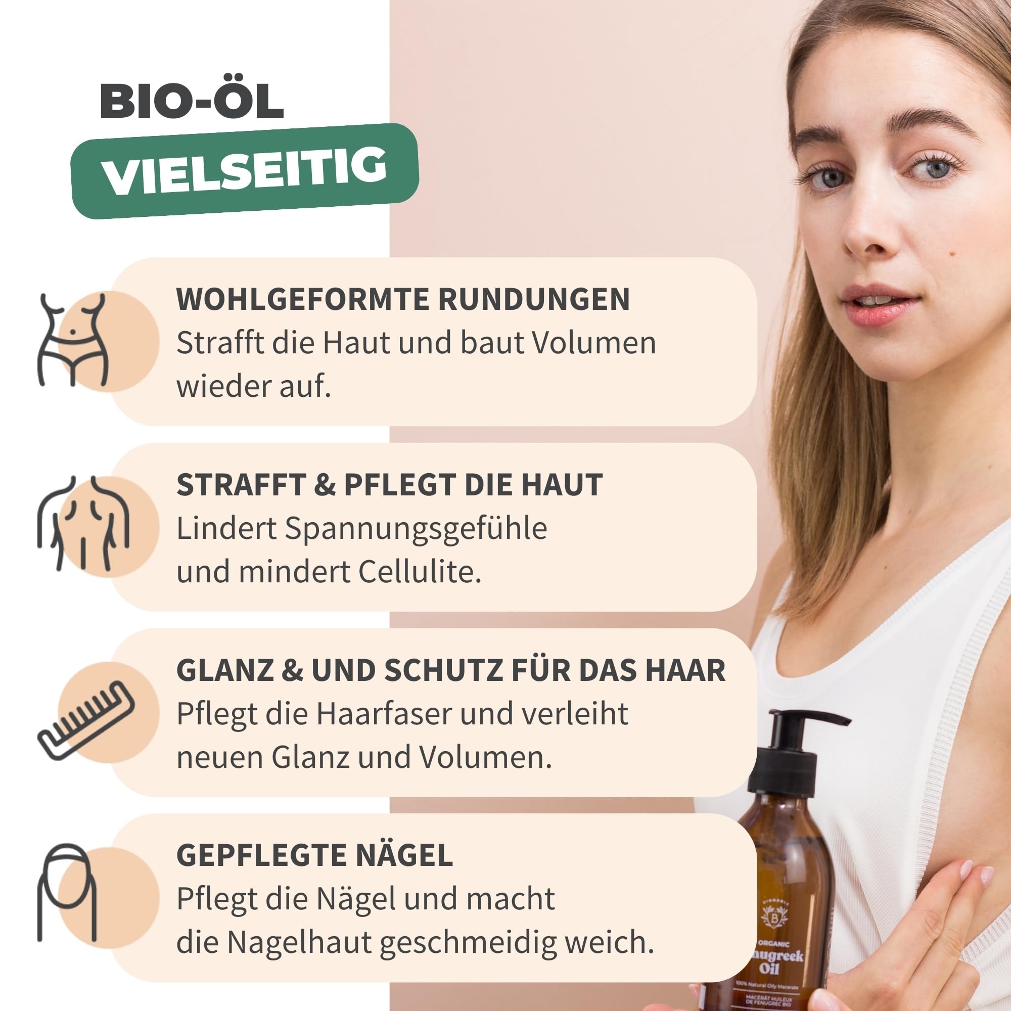 BIONOBLE Rizinusöl Kaltgepresst Bio - 100% Natürlich, Ohne Hexan - Wachstumsfördernd, Repariert - Rizinusöl Bio Haare, Wimpern, Augenbrauen, Haut - Castor Oil - Glasflasche mit Pumpe - 200ml