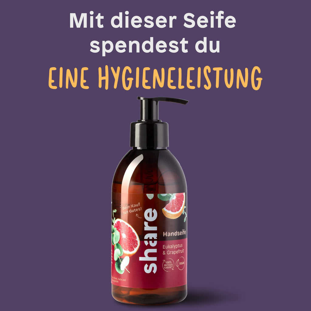share Flüssigseife Patschuli 250 ml – Seife spendet ein Hygieneprodukt an einen Menschen in Not – vegane Handseife im Seifenspender