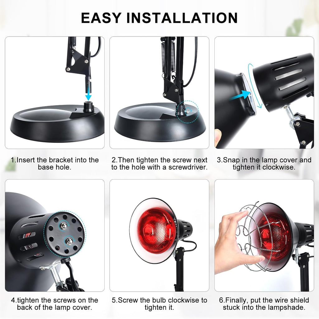 Infrarotlampe Wärmelampe 150 watt Rotlichtlampe Infrarotlicht Heimgebrauch Infrarotlicht-Rotlicht-Wärmelampen Temperatur einstellbar Infrarotlichtlampe