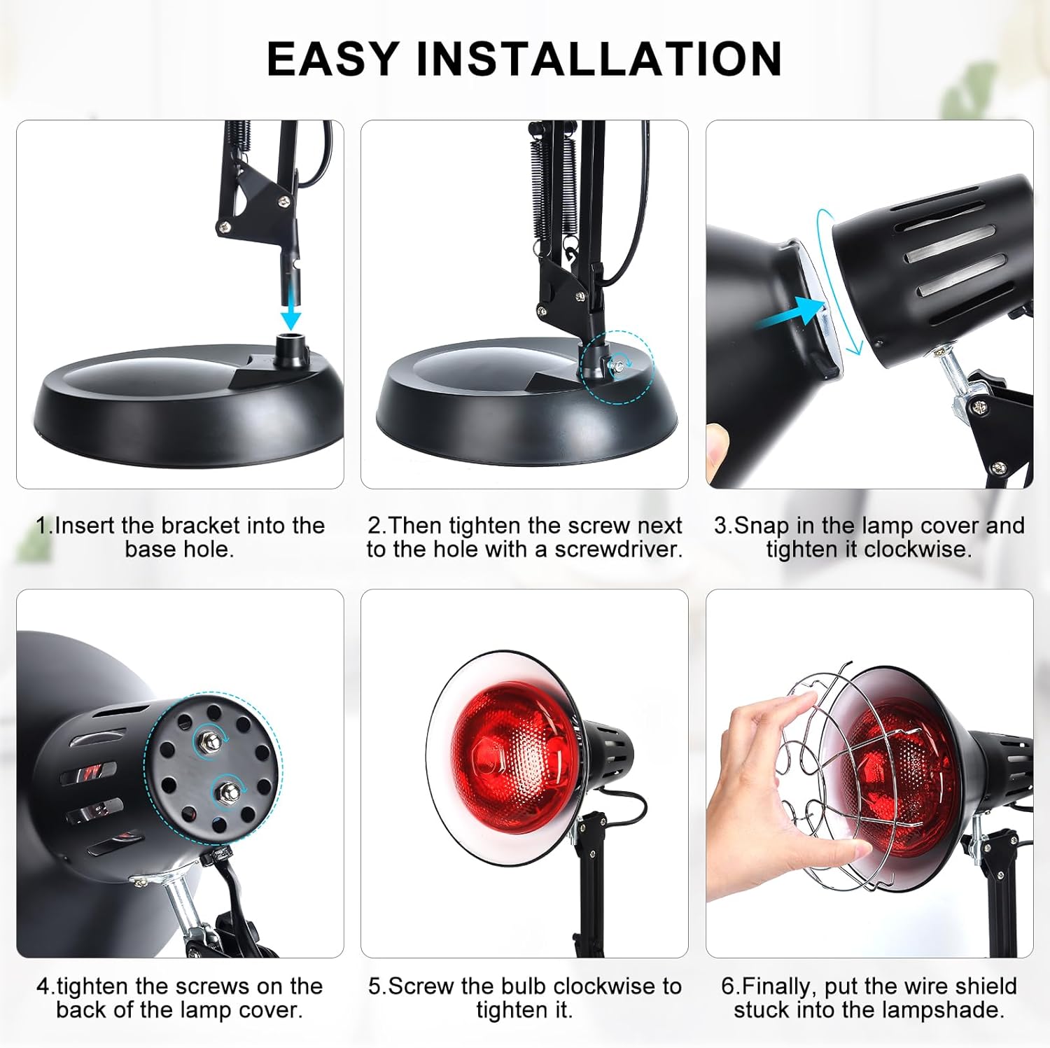 Infrarotlampe Wärmelampe 150 watt Rotlichtlampe Infrarotlicht Heimgebrauch Infrarotlicht-Rotlicht-Wärmelampen Temperatur einstellbar Infrarotlichtlampe