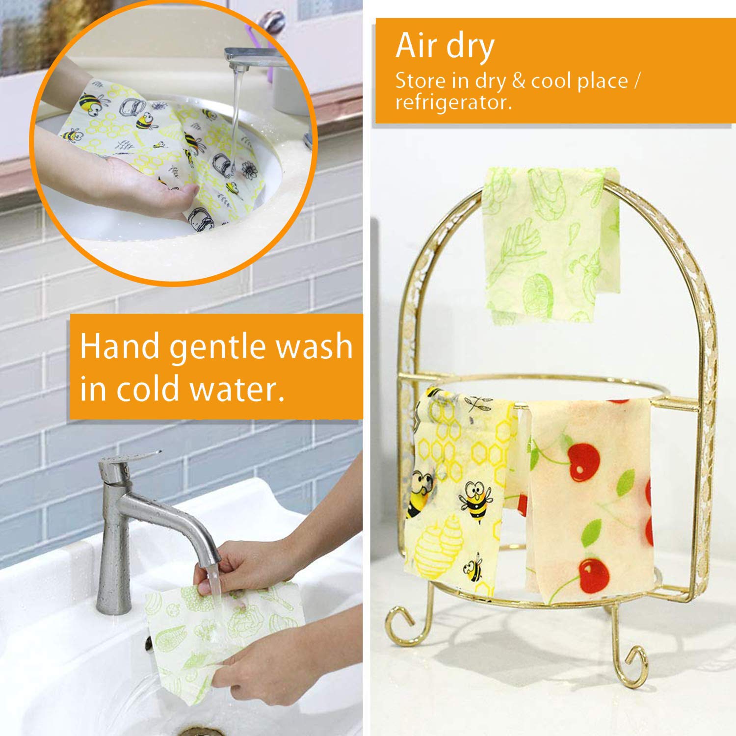 Bienenwachstücher 8 Stücke - Öko-Tex Zertifizierte Bienenwachs-Wraps aus 100% Naturwachs & Bio-Baumwolle | Wiederverwendbare Frischhaltefolie für Lebensmittel, Plastikfrei & Umweltfreundlich