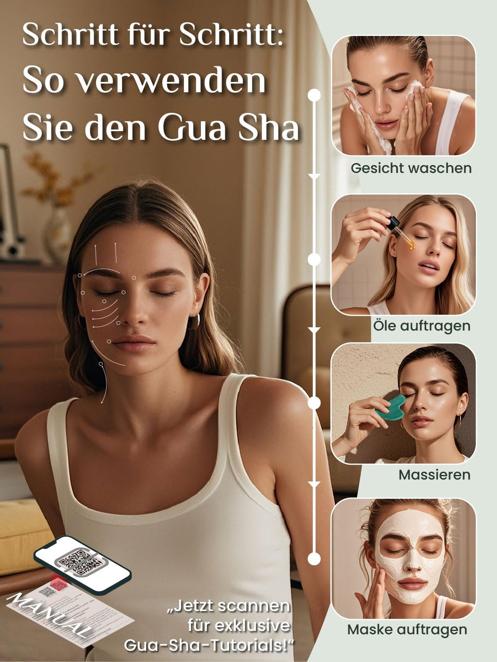 Rena Chris Stainless Steel Gua Sha Stone, Guasha Stone for Jaw Lines Firming and Reducing Face Swelling, Skin Care Gift - Silver