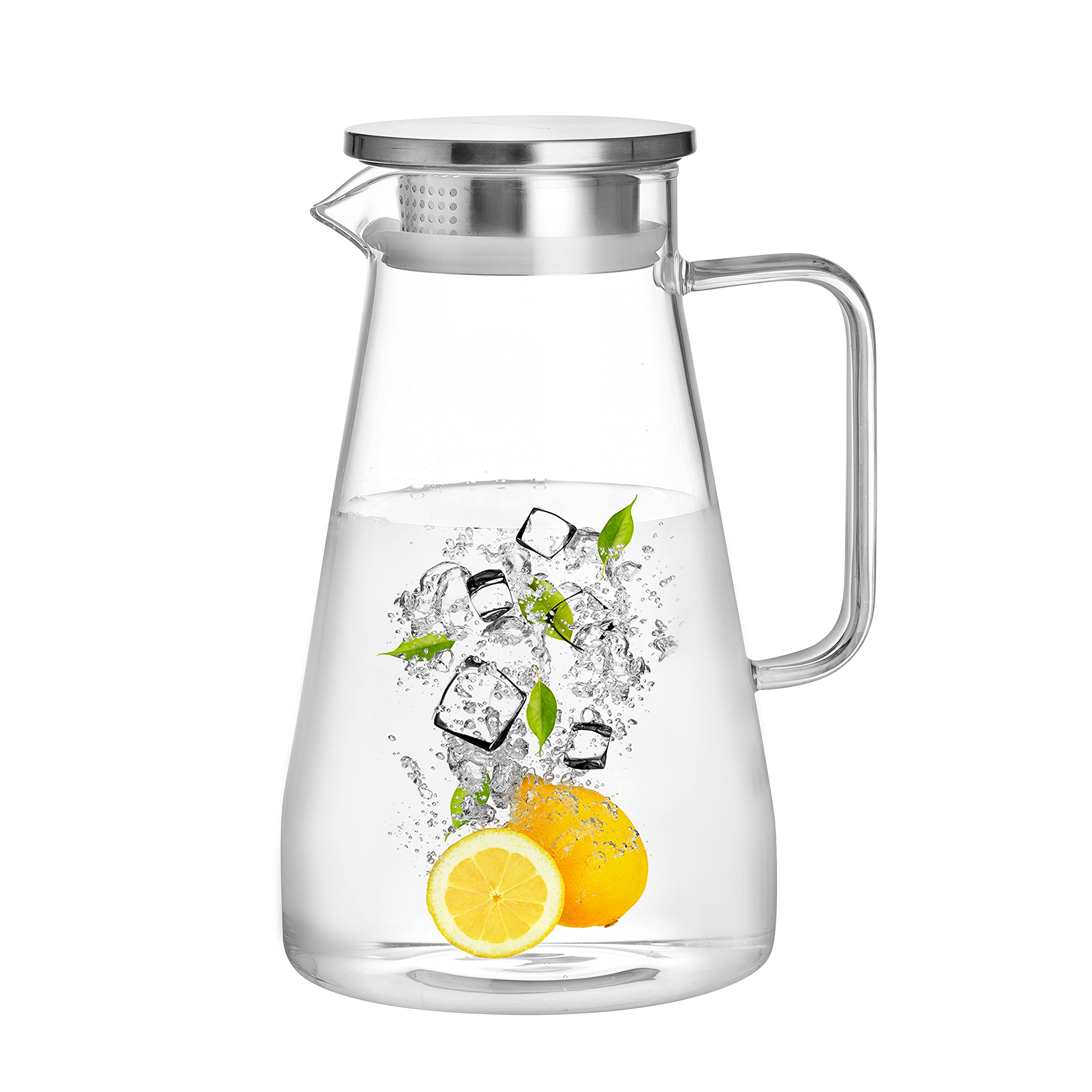 CNGLASS 1100ml/37.5oz Glas-Teekanne mit Infuser,Klarglas-Teekessel mit abnehmbarem Edelstahlsieb,Herdfeste Glas-Teekanne für blühenden und losen Blatttee