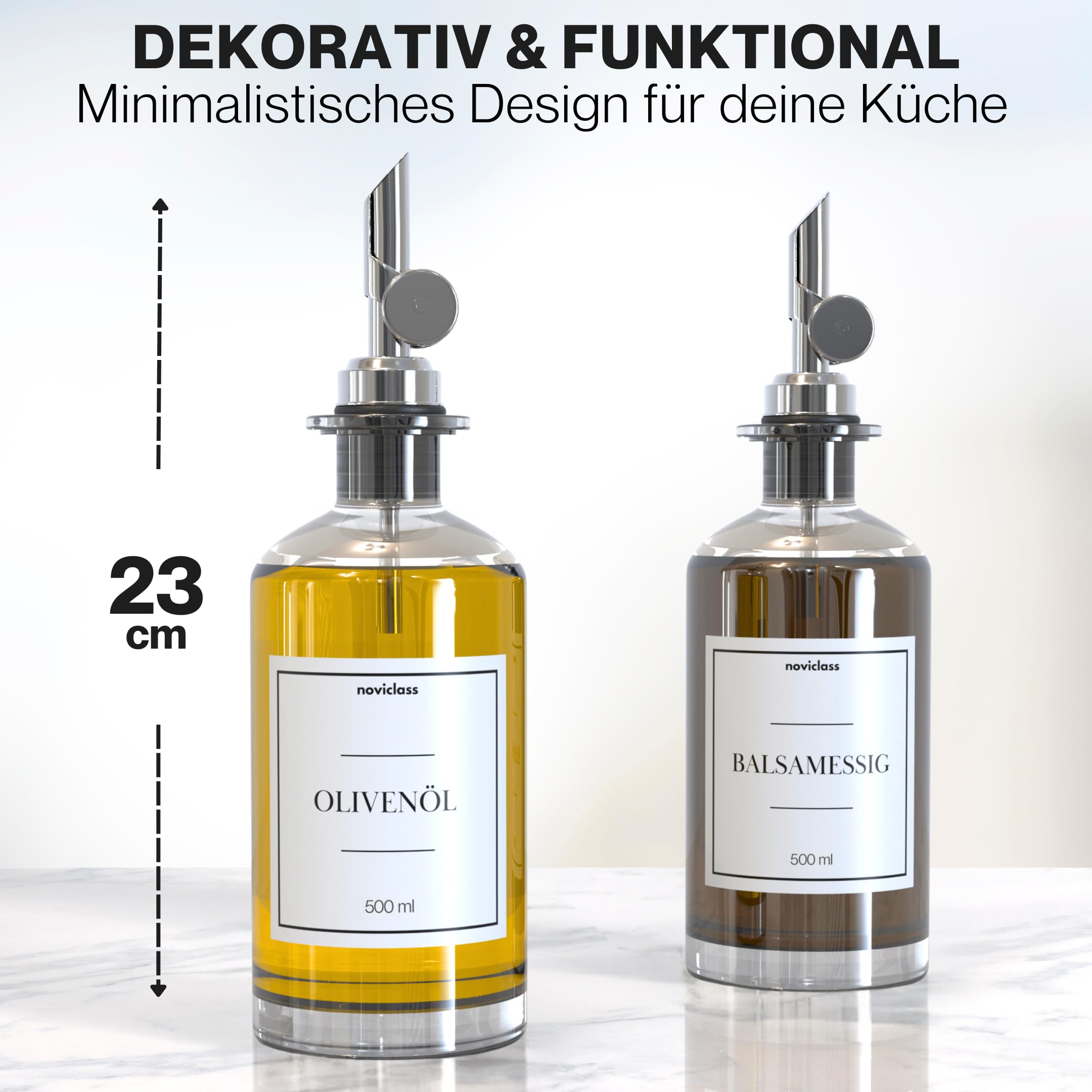 Ölflasche Essig und Ölflaschen Set Flaschen zum Befüllen (2x500ml ohne Etiketten und Trichter)