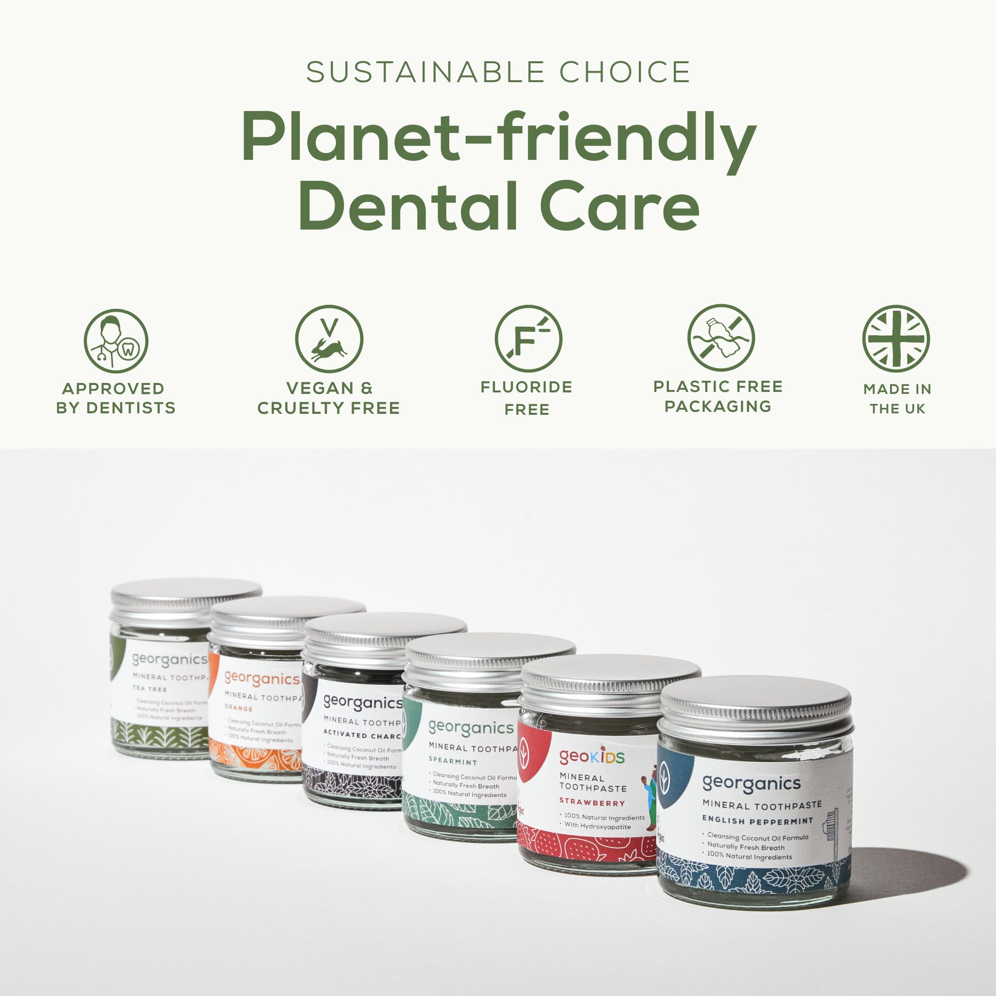 Georganics Natural Toothpaste 120ml - Spearmint | Remineralising Natural Toothpaste, Fluoride Free + SLS Free (120ml)