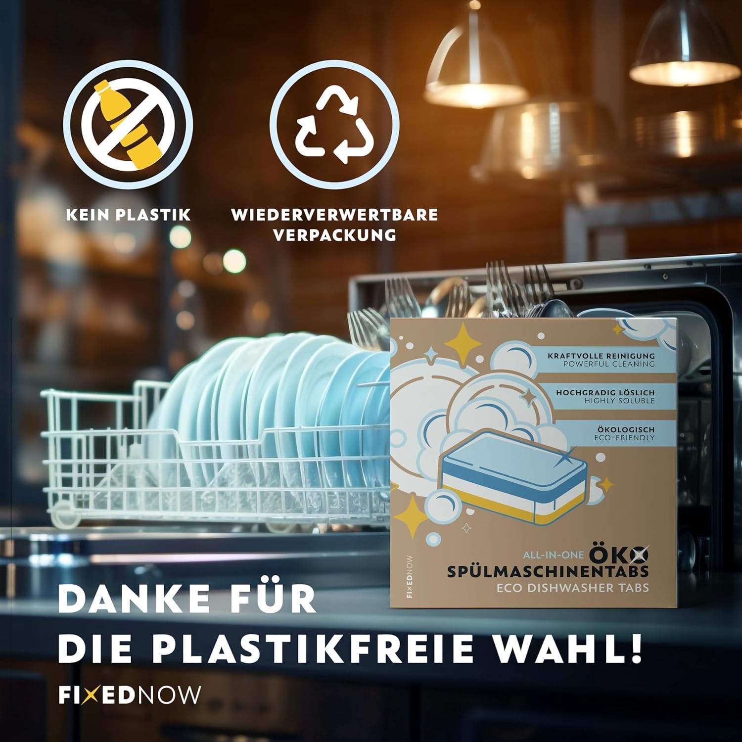 Öko Spülmaschinentabs Ohne Plastik All in One [30st.] Vorrat Für Einen Monat Zitronenduft Dreilagig Eco Geschirrspültabs Dishwasher Tablets Spülmaschinen Tabs Für Geschirrspüler