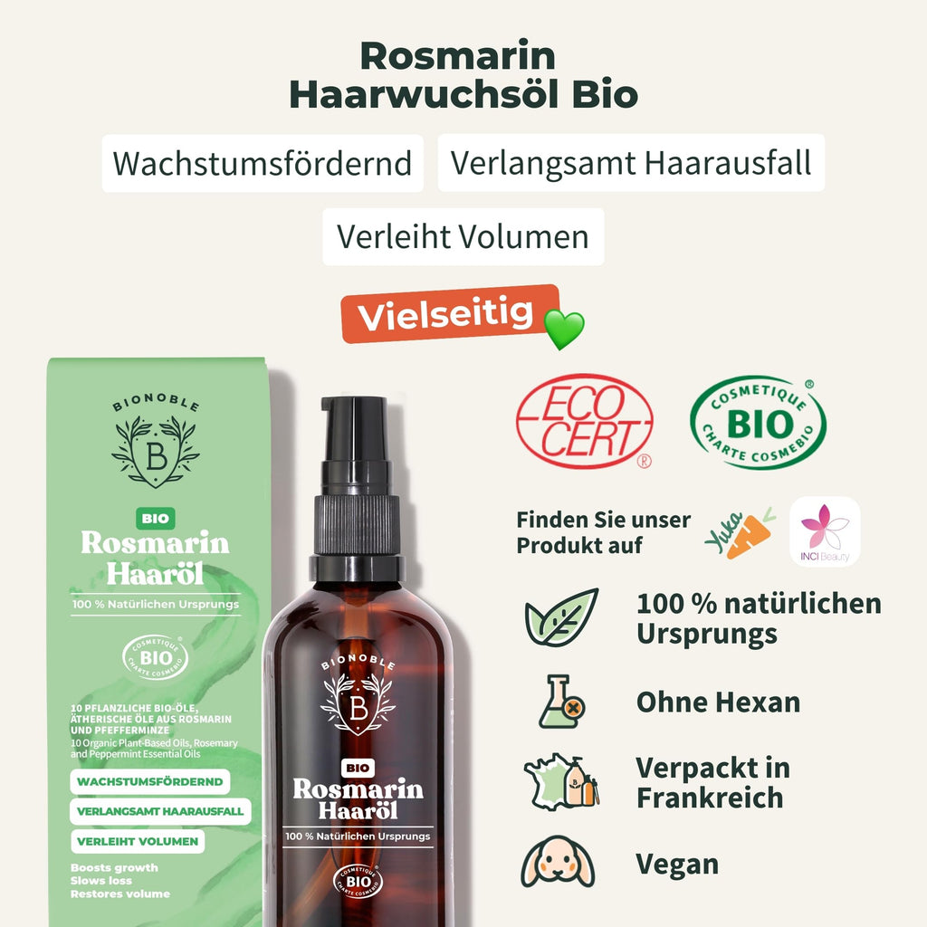 BIONOBLE Rizinusöl Kaltgepresst Bio - 100% Natürlich, Ohne Hexan - Wachstumsfördernd, Repariert - Rizinusöl Bio Haare, Wimpern, Augenbrauen, Haut - Castor Oil - Glasflasche mit Pumpe - 200ml