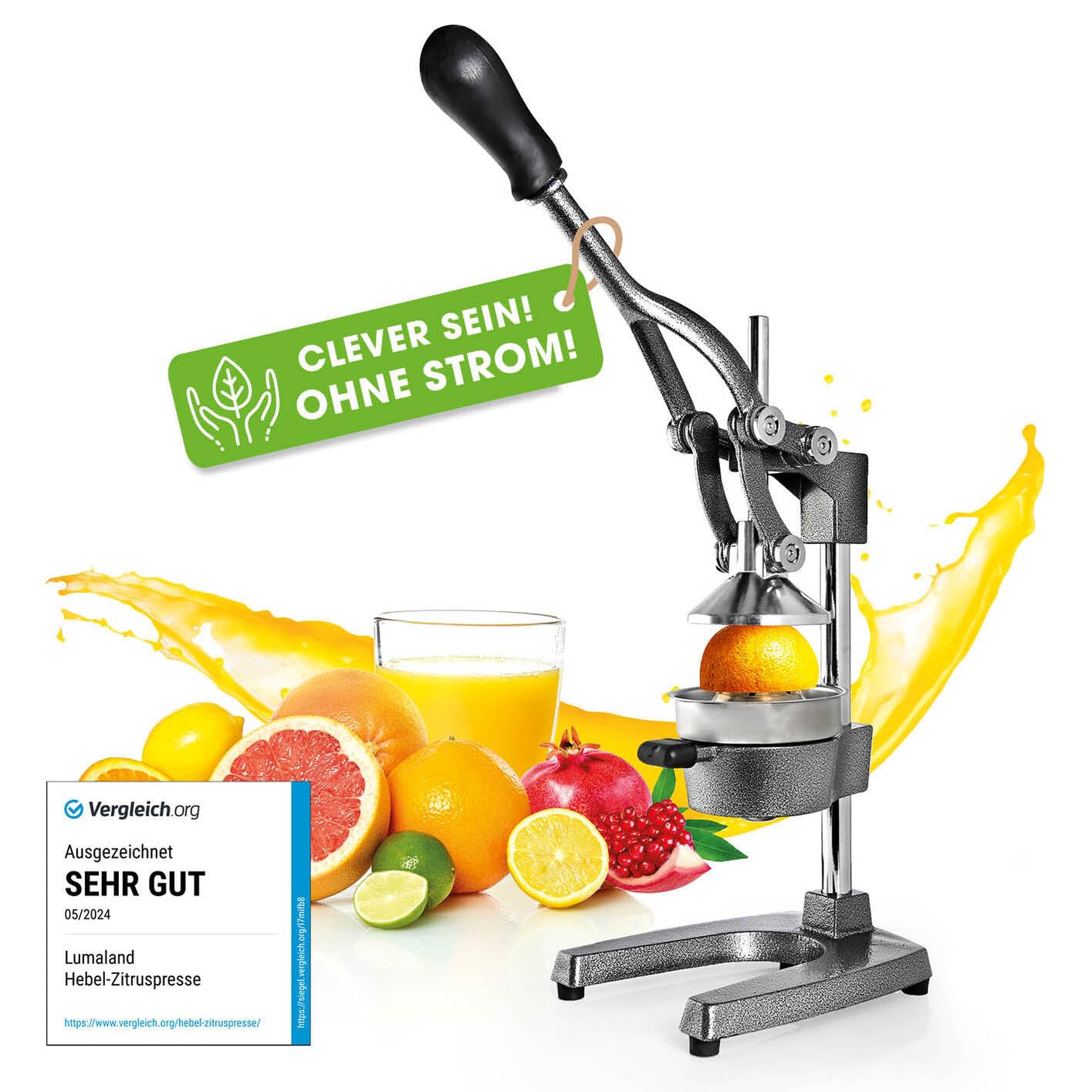 Lumaland Juicer Made of Stainless Steel, High-quality Citrus Juicer With Lever In Various Designs