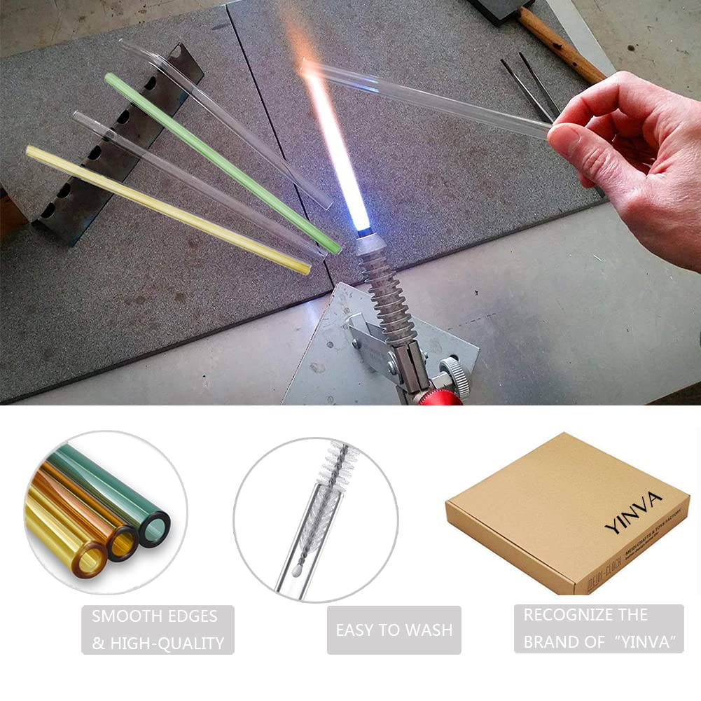 AOTWAN Glas Strohhalme Wiederverwendbar 20 Stück Glasstrohhalme, 6 Kurz + 6 Lange Geraden Glas-Strohhalme, 4 gebogenem Trinkhalme mit 4 Reinigungsbürsten für Cocktails, Smoothie und Säfte