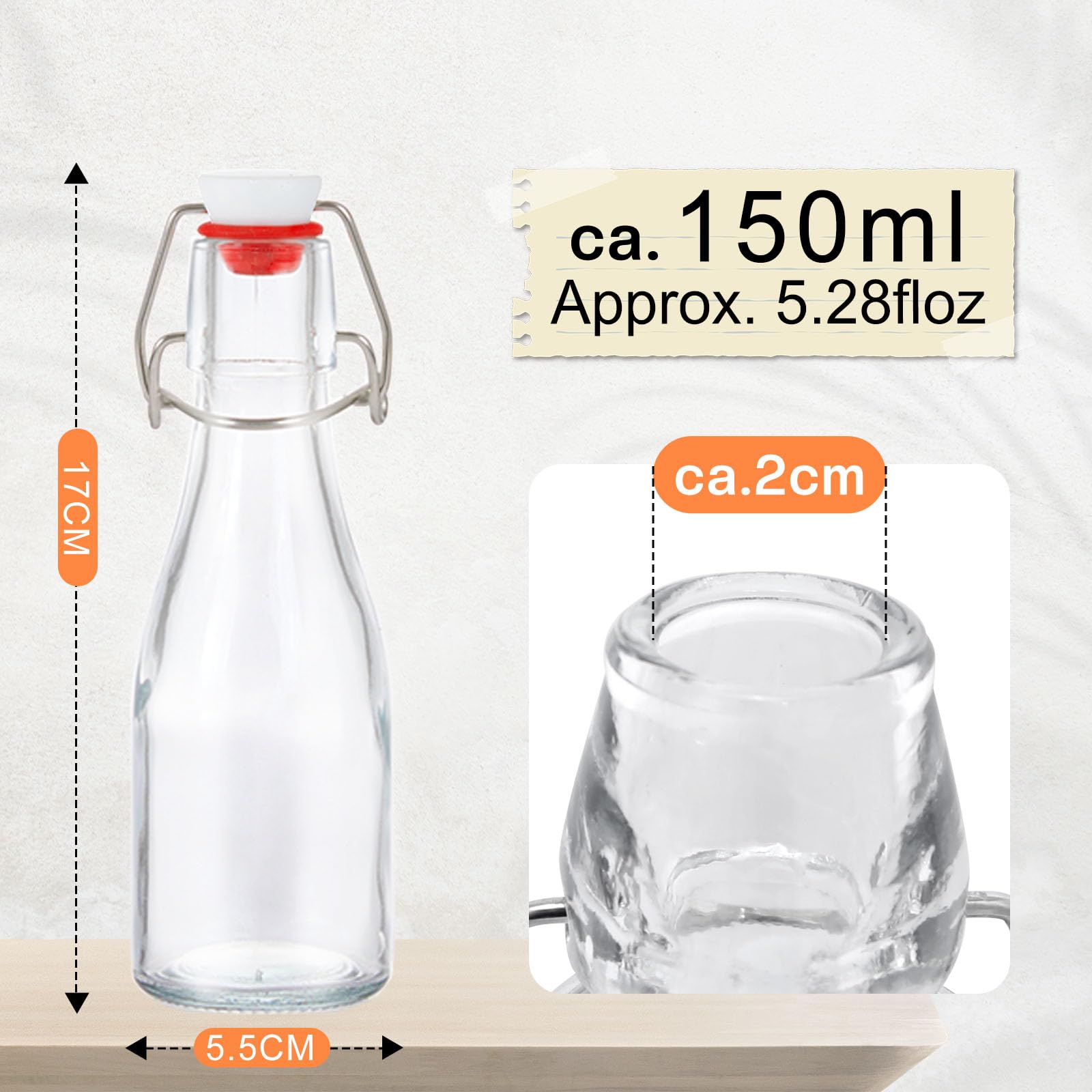 Glasflaschen 250ml mit Bügelverschluss, 10 Stück Kleine Flaschen Zum Befüllen, Bügelflasche zum Befüllen, Saftflasche für Öl, Essig, Saft & Limonade
