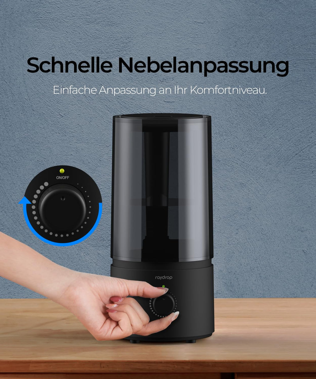 raydrop Humidifier for Bedroom & Children's Room, 1.7 L Quiet & Space-Saving Ultrasonic Room Humidifier for Baby & Plants, Easy to Use & Easy to Clean, Automatic Shut-Off