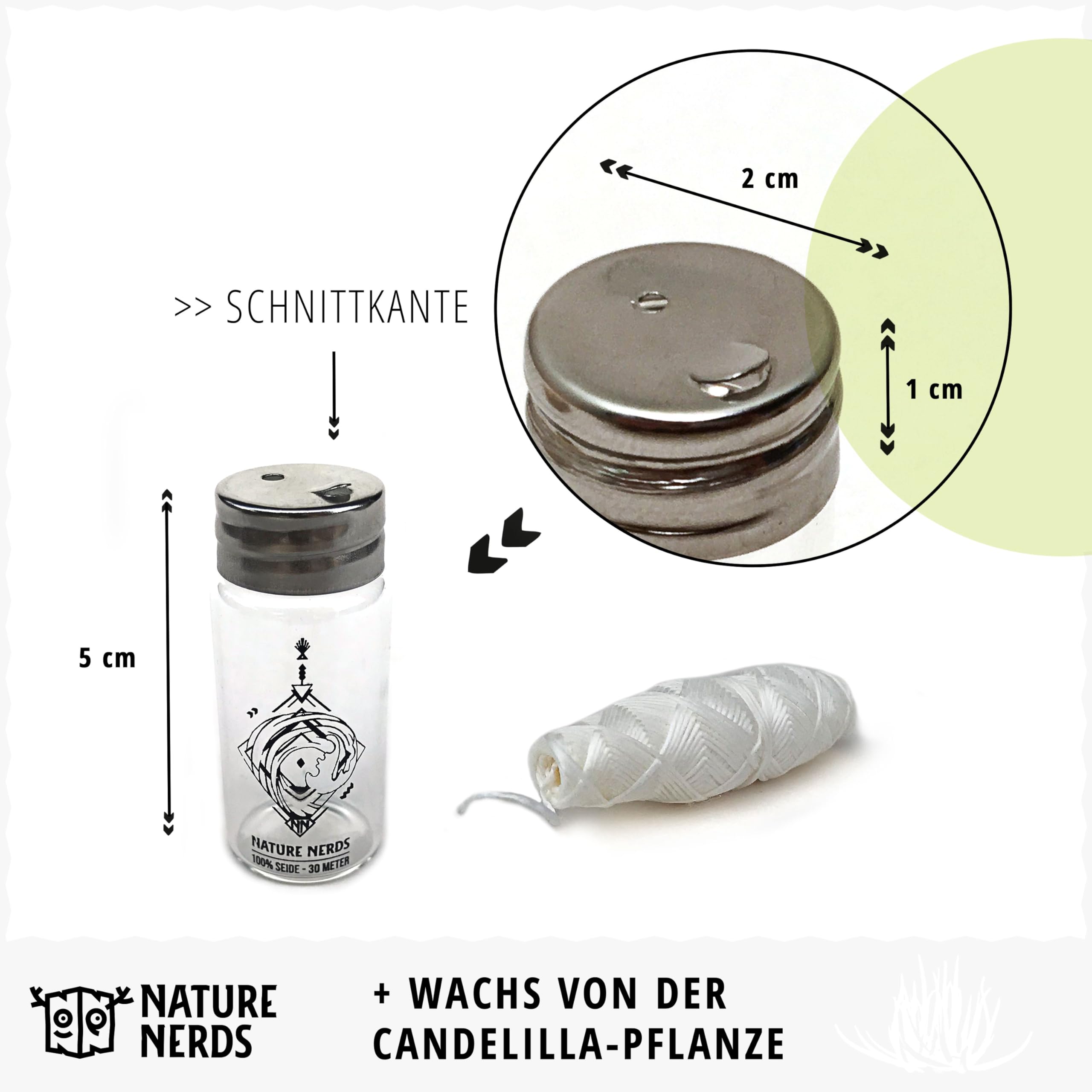 Nature Nerds - Plastic-Free Natural Dental Floss in Glass Bottle Waxed with Candelilla - 30m (30)