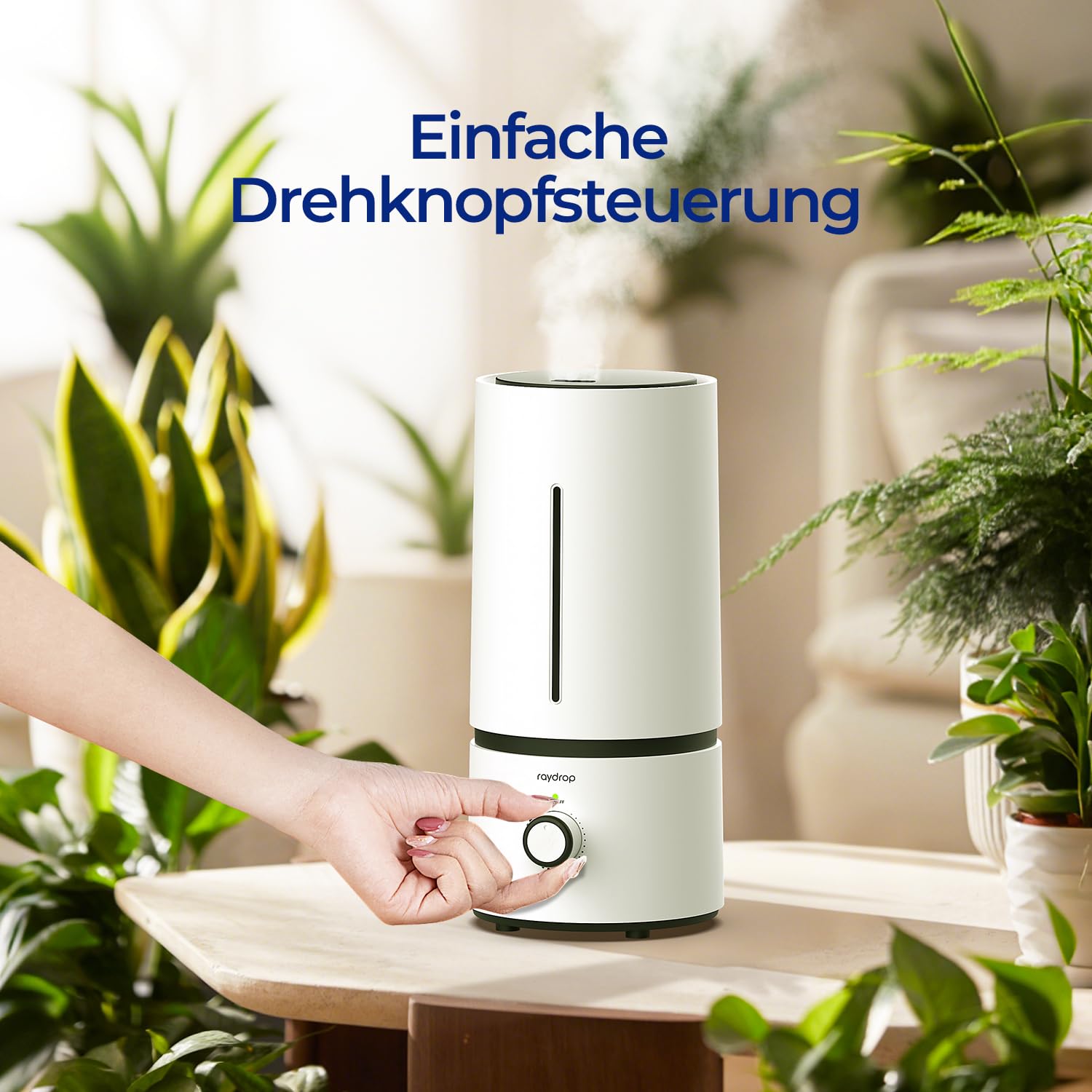 raydrop Humidifier for Bedroom & Children's Room, 1.7 L Quiet & Space-Saving Ultrasonic Room Humidifier for Baby & Plants, Easy to Use & Easy to Clean, Automatic Shut-Off