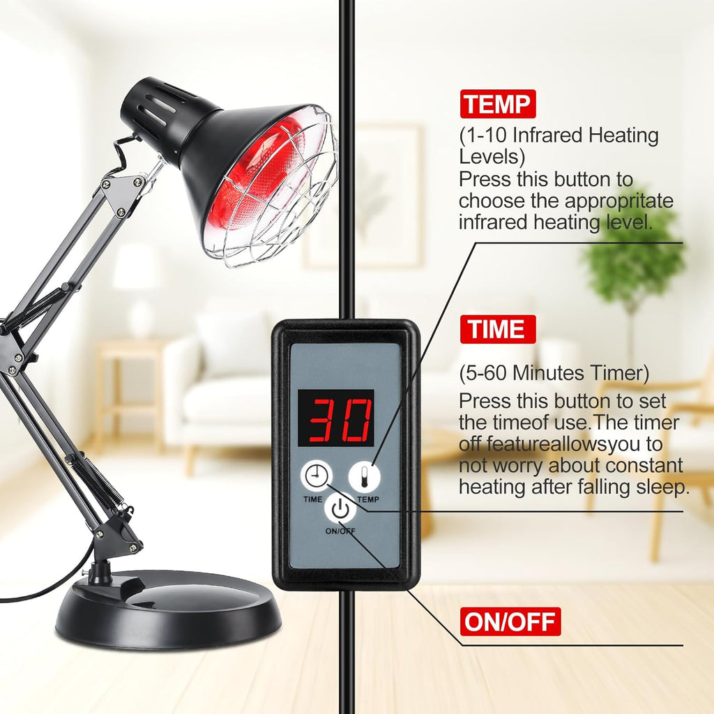 Infrarotlampe Wärmelampe 150 watt Rotlichtlampe Infrarotlicht Heimgebrauch Infrarotlicht-Rotlicht-Wärmelampen Temperatur einstellbar Infrarotlichtlampe