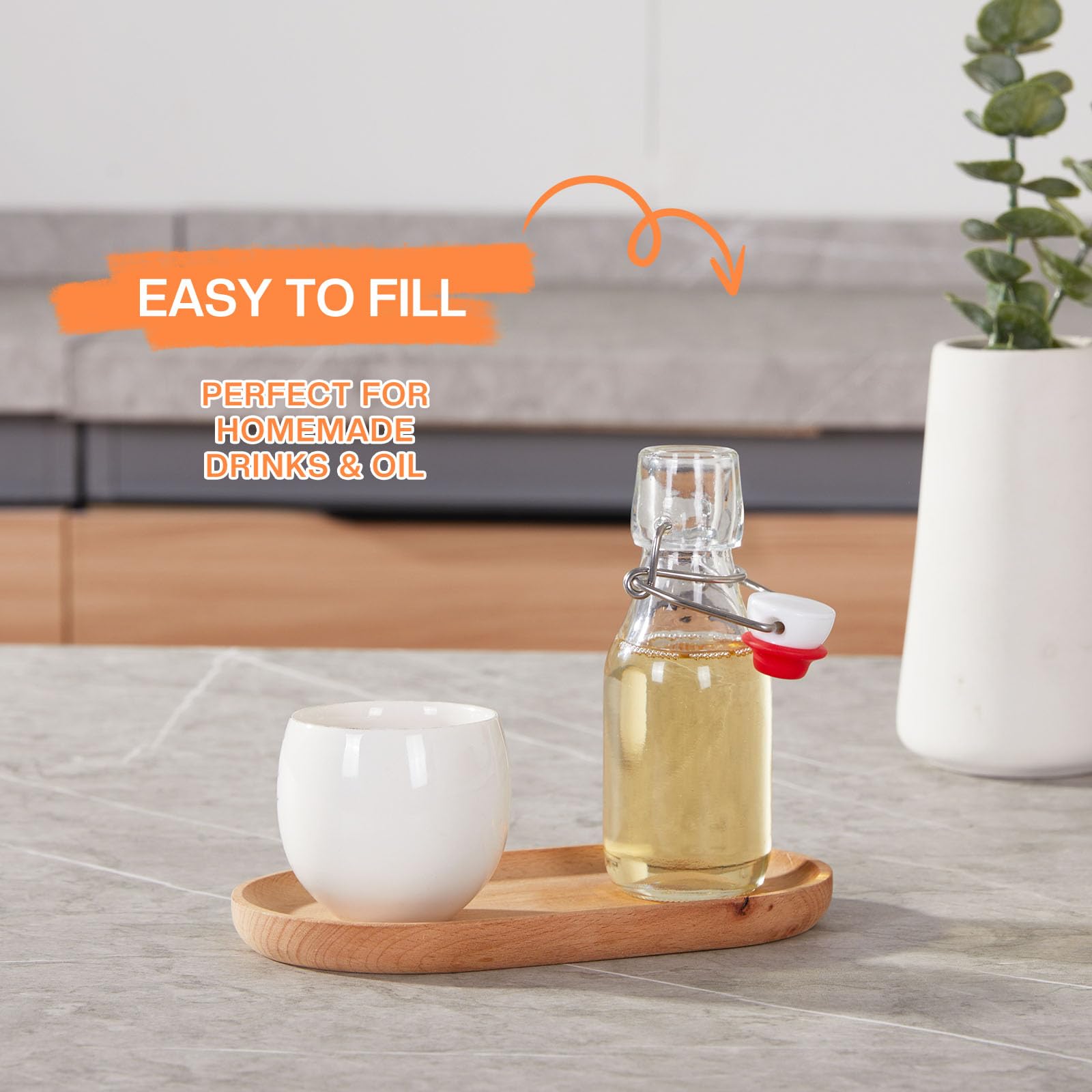 Glasflaschen 250ml mit Bügelverschluss, 10 Stück Kleine Flaschen Zum Befüllen, Bügelflasche zum Befüllen, Saftflasche für Öl, Essig, Saft & Limonade