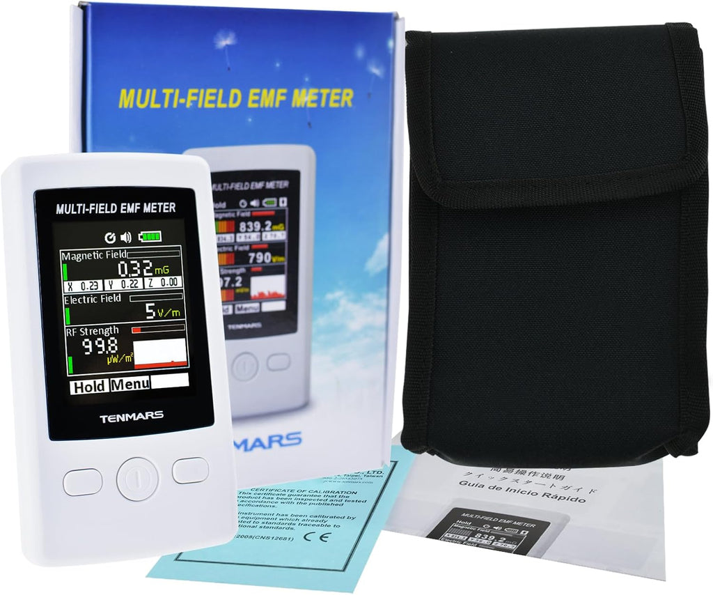 Multi-Field EMF Meter Bag ELF RF Gauß Meter 2000 mg Electromagnetic Electric RF Field Strength Tester with Warning Indicator