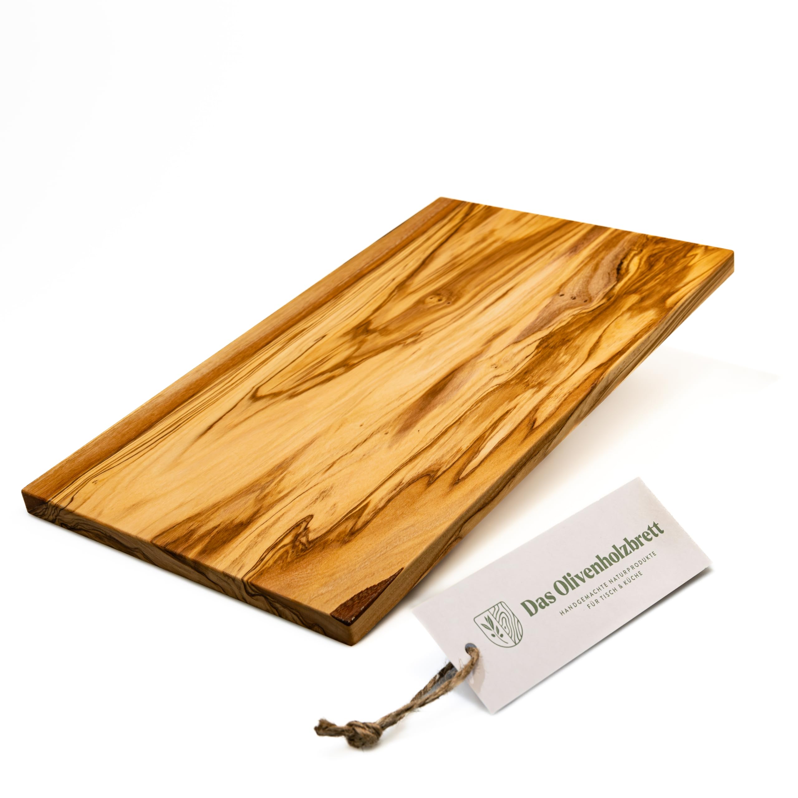 DAS OLIVENHOLZBRETT® / Olivenholz Schneidebrett rechteckig/Frühstücksbrett aus Holz/Brotzeit-Frühstücksbrettchen rechteckig/Vesperbrett, Jausenbrett aus Olivenholz / 30cm x 17cm x 2cm