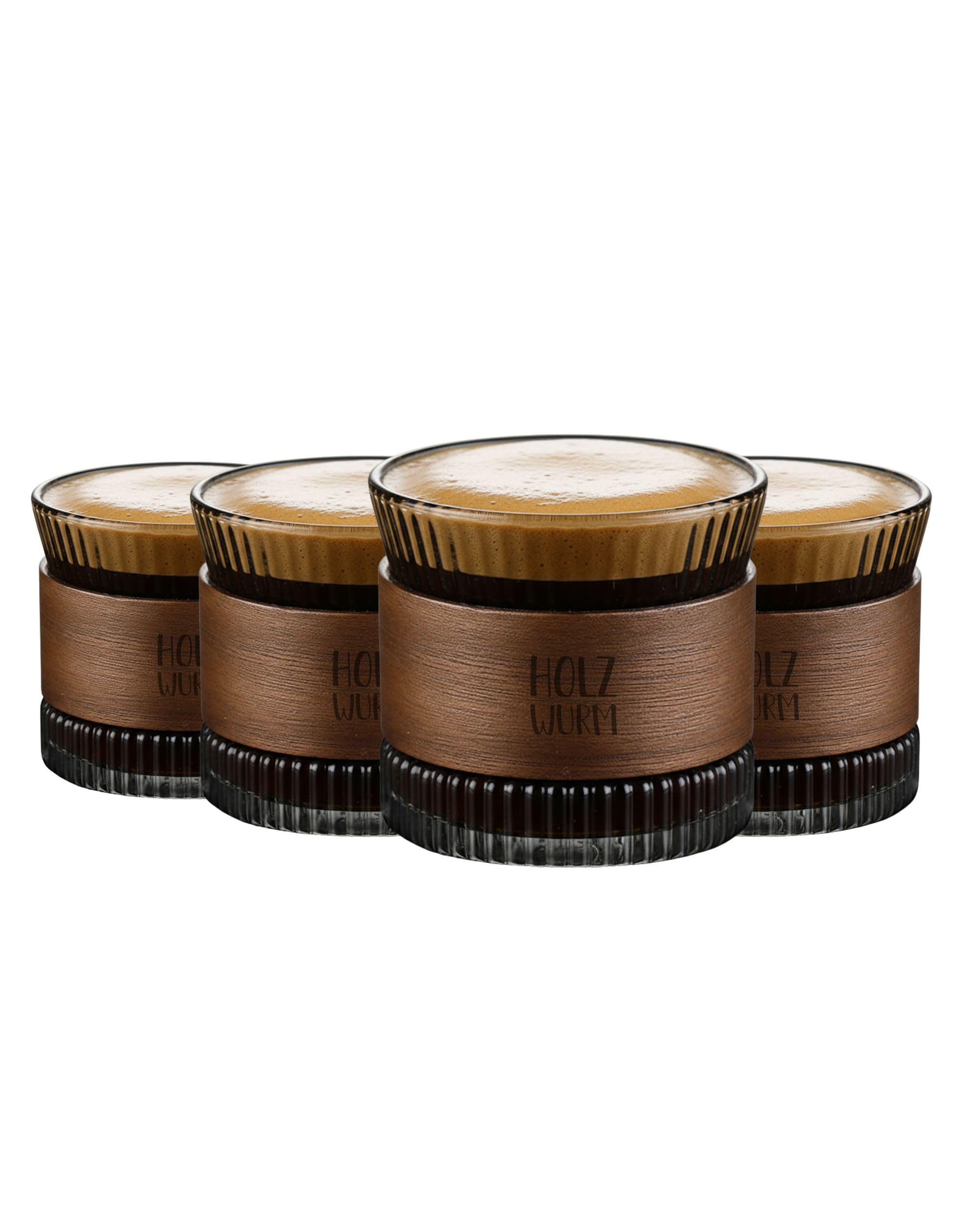 Holzwurm Glass Carafe 1 L - Ribbed Water Carafe with Walnut Wooden Coat, Elegant Water Carafe for Home and Office