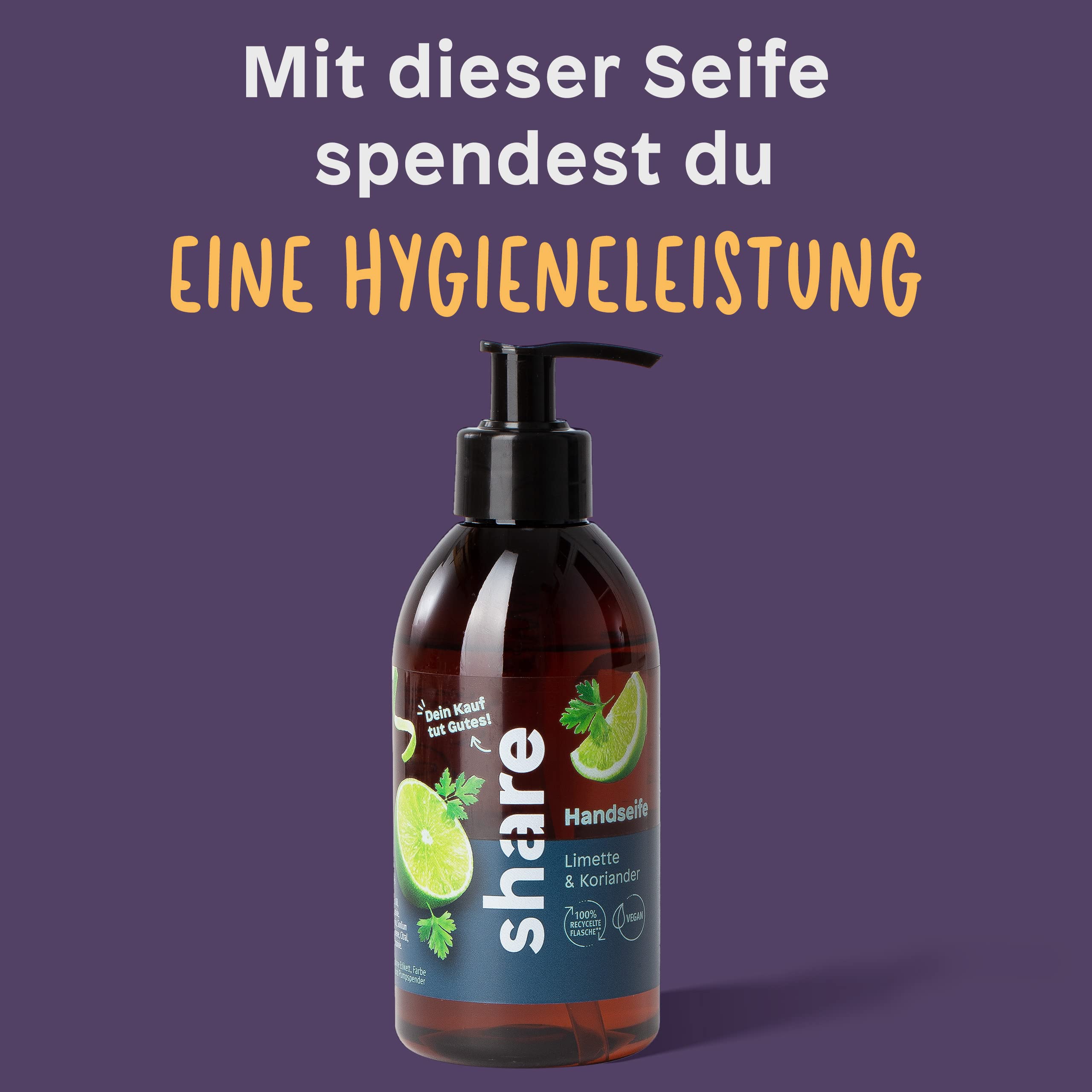 share Flüssigseife Patschuli 250 ml – Seife spendet ein Hygieneprodukt an einen Menschen in Not – vegane Handseife im Seifenspender