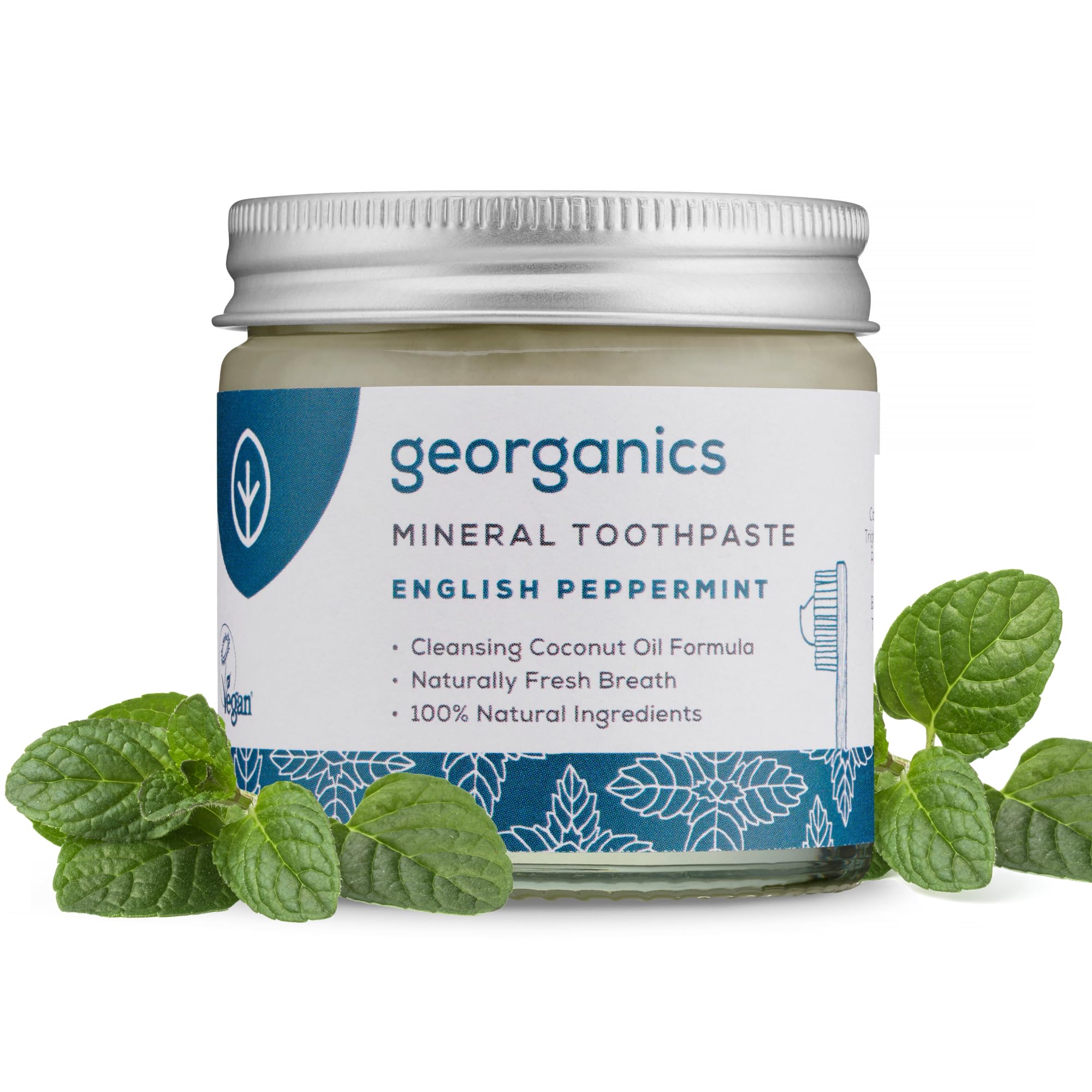 Georganics Natural Toothpaste 120ml - Spearmint | Remineralising Natural Toothpaste, Fluoride Free + SLS Free (120ml)