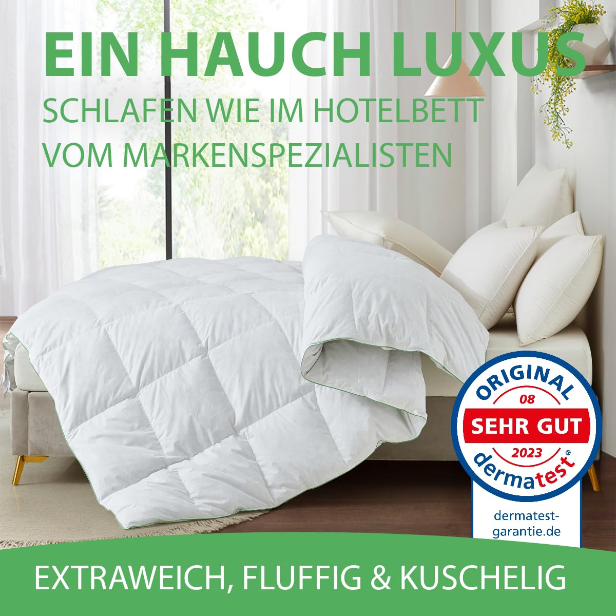Welldora Komfort Bettdecke 135x200 Winter | 100% Extraweiche Federn & Daunen | Fachärztlich geprüft, Oeko-Tex, Allergiker | Zertifiziert für Tierwohl | Dicke extrawarme Winterdecke Daunendecke