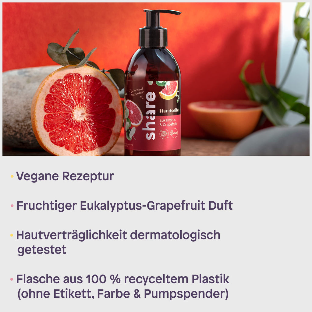 share Flüssigseife Patschuli 250 ml – Seife spendet ein Hygieneprodukt an einen Menschen in Not – vegane Handseife im Seifenspender