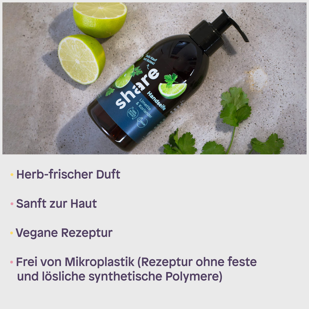 share Flüssigseife Patschuli 250 ml – Seife spendet ein Hygieneprodukt an einen Menschen in Not – vegane Handseife im Seifenspender