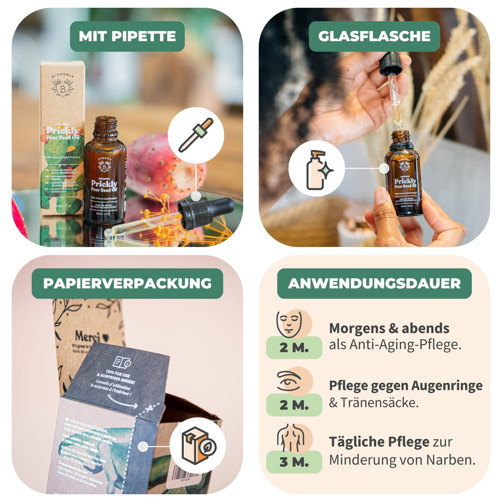 BIONOBLE Rizinusöl Kaltgepresst Bio - 100% Natürlich, Ohne Hexan - Wachstumsfördernd, Repariert - Rizinusöl Bio Haare, Wimpern, Augenbrauen, Haut - Castor Oil - Glasflasche mit Pumpe - 200ml