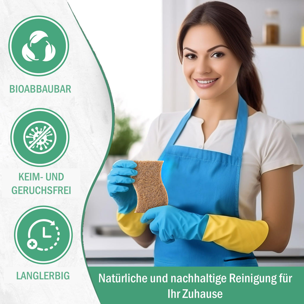 6 Stück Bio Spülschwamm Aus Kompostierbarer Zellulose und Kokos, Natur Reinigungsschwamm, öko und Nachhaltig Küchenschwamm, Umweltfreundlich Kitchen Sponge, Biologisch Abbaubar Geschirrschwamm