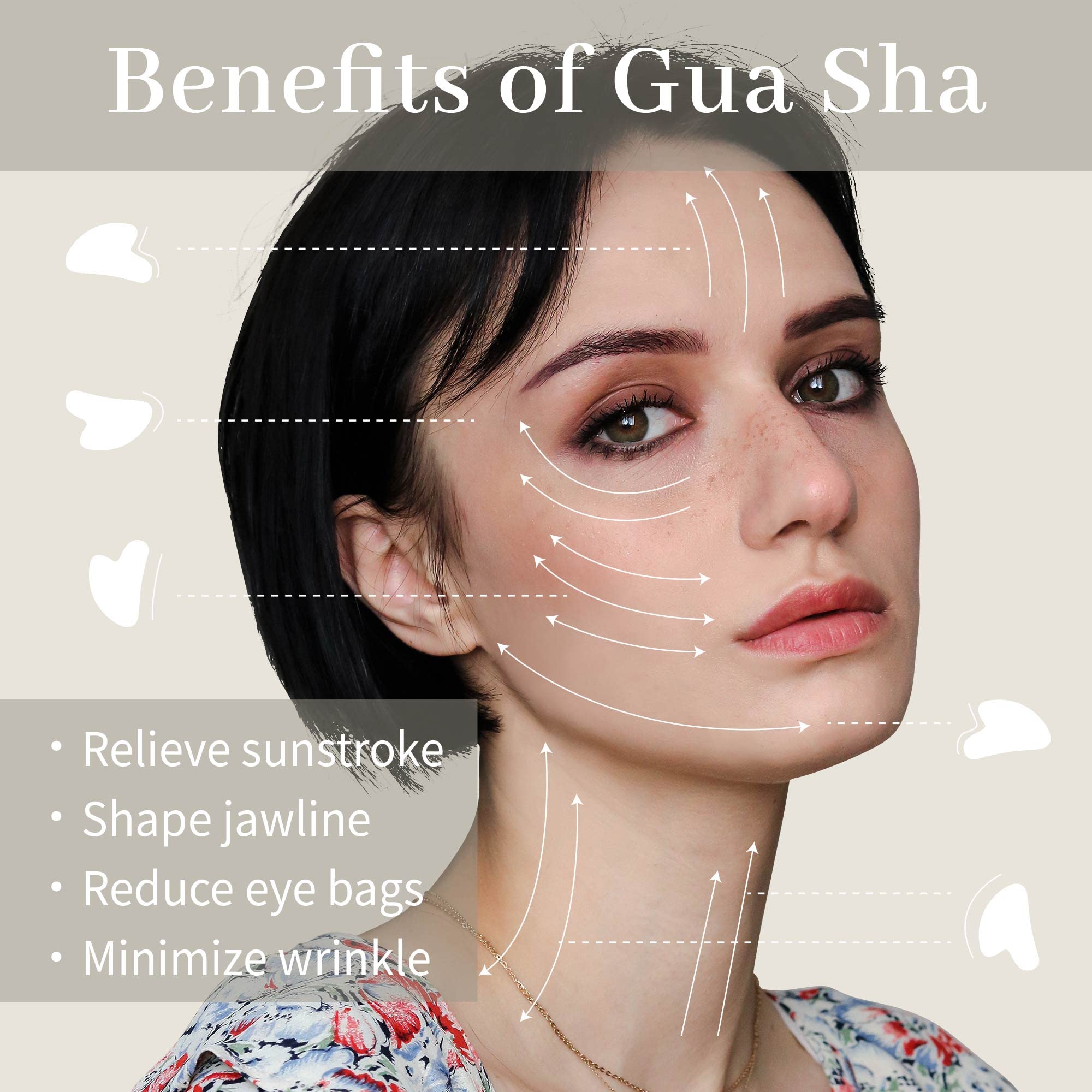 Rena Chris Stainless Steel Gua Sha Stone, Guasha Stone for Jaw Lines Firming and Reducing Face Swelling, Skin Care Gift - Silver