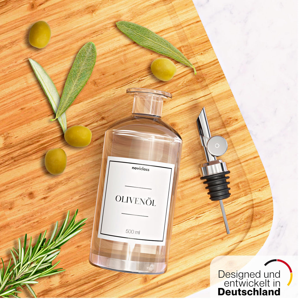 Ölflasche Essig und Ölflaschen Set Flaschen zum Befüllen (2x500ml ohne Etiketten und Trichter)