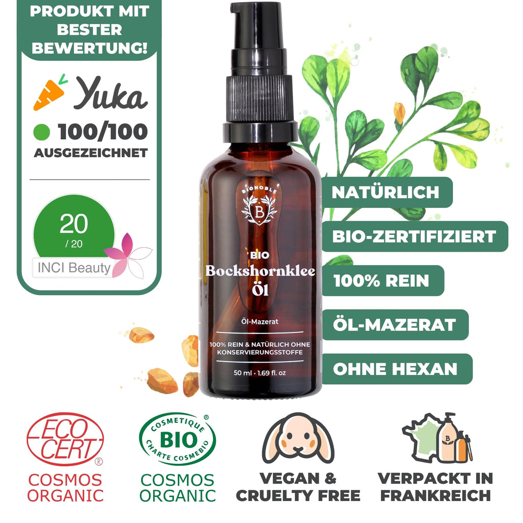 BIONOBLE Rizinusöl Kaltgepresst Bio - 100% Natürlich, Ohne Hexan - Wachstumsfördernd, Repariert - Rizinusöl Bio Haare, Wimpern, Augenbrauen, Haut - Castor Oil - Glasflasche mit Pumpe - 200ml