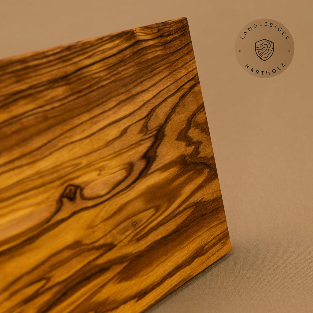 DAS OLIVENHOLZBRETT® / Olivenholz Schneidebrett rechteckig/Frühstücksbrett aus Holz/Brotzeit-Frühstücksbrettchen rechteckig/Vesperbrett, Jausenbrett aus Olivenholz / 30cm x 17cm x 2cm