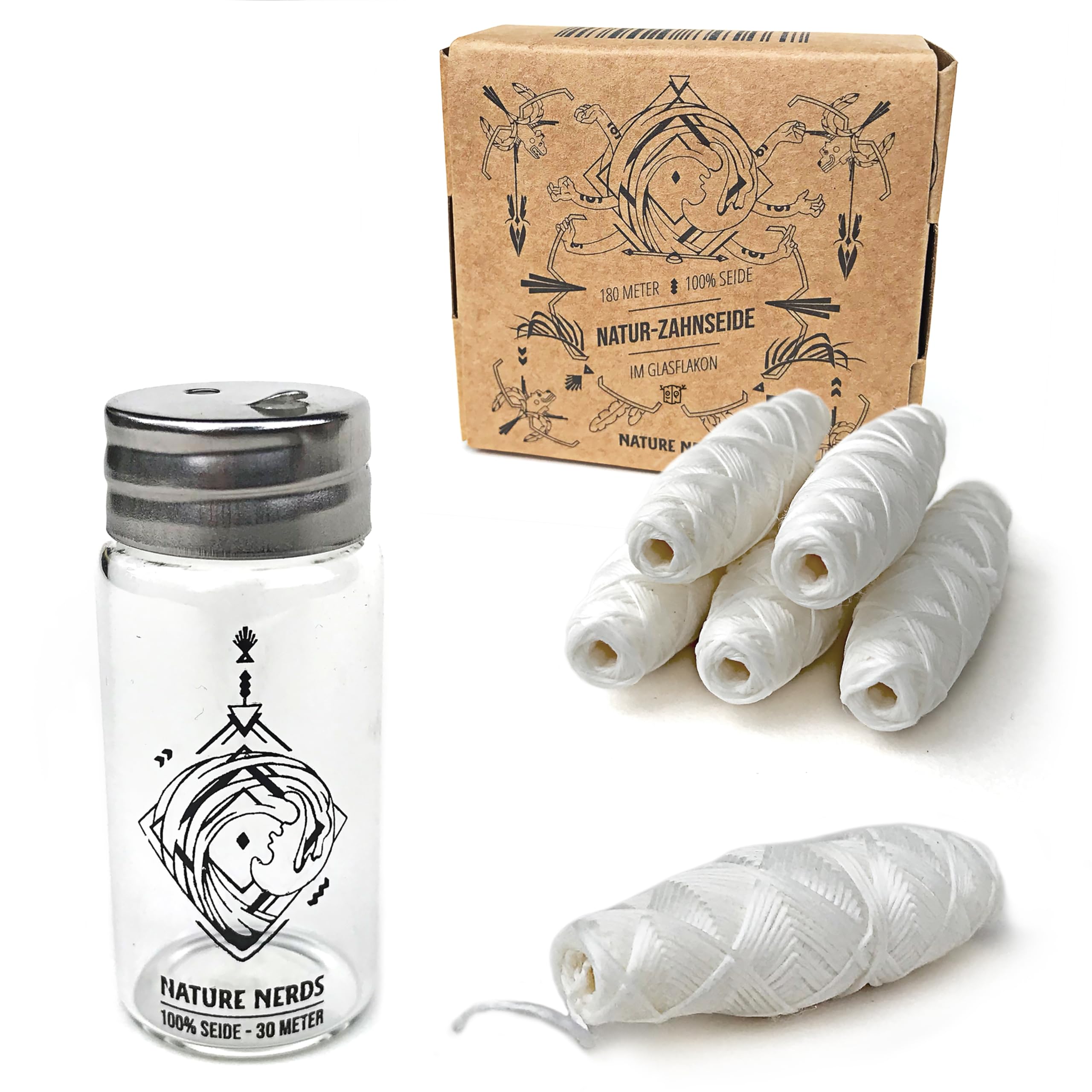 Nature Nerds - Plastic-Free Natural Dental Floss in Glass Bottle Waxed with Candelilla - 30m (30)