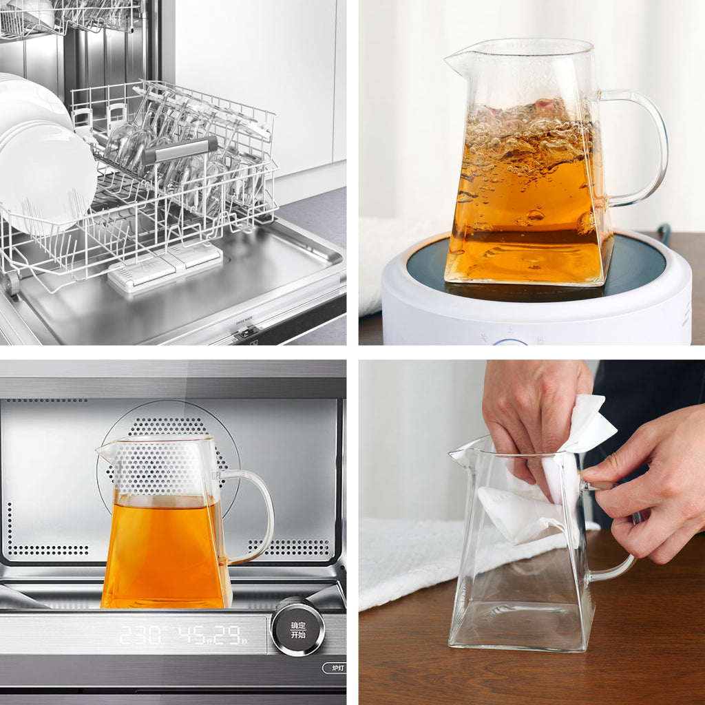 CNGLASS 1100ml/37.5oz Glas-Teekanne mit Infuser,Klarglas-Teekessel mit abnehmbarem Edelstahlsieb,Herdfeste Glas-Teekanne für blühenden und losen Blatttee