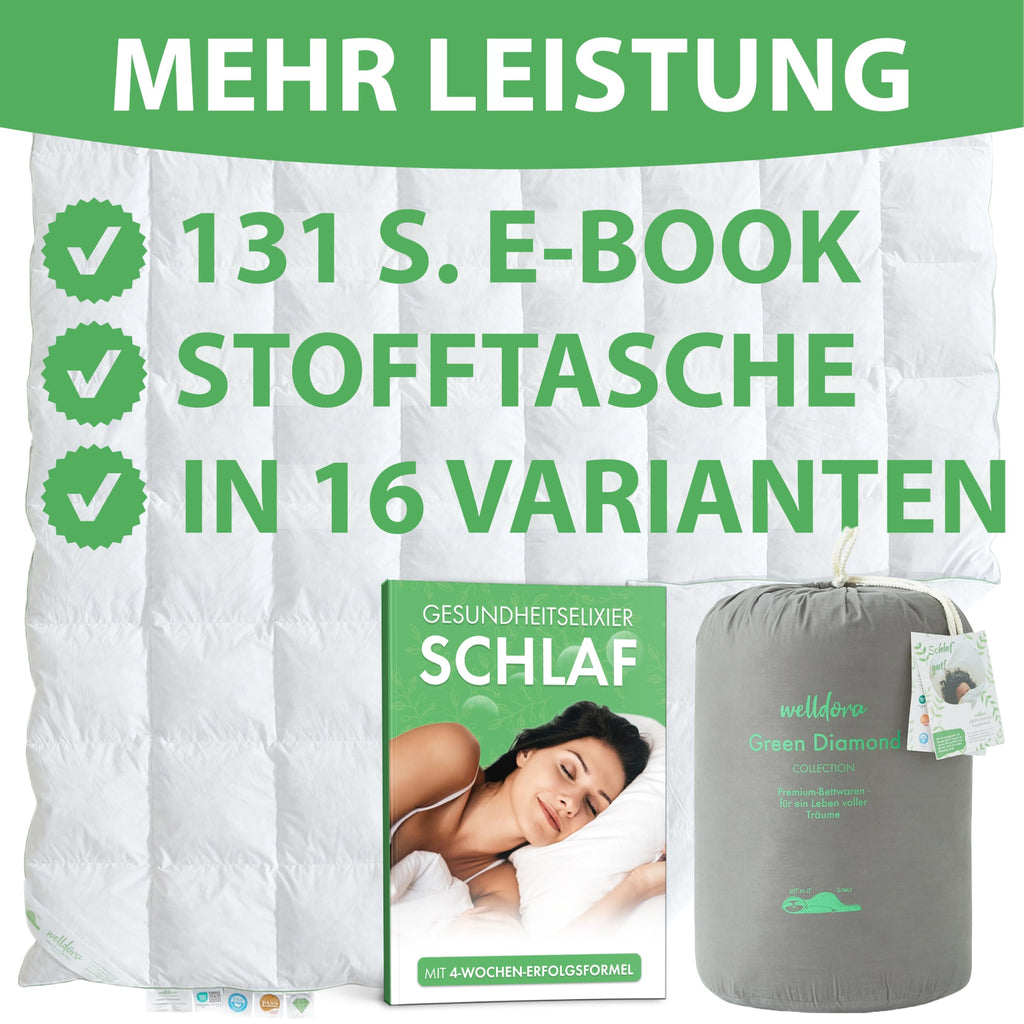 Welldora Komfort Bettdecke 135x200 Winter | 100% Extraweiche Federn & Daunen | Fachärztlich geprüft, Oeko-Tex, Allergiker | Zertifiziert für Tierwohl | Dicke extrawarme Winterdecke Daunendecke
