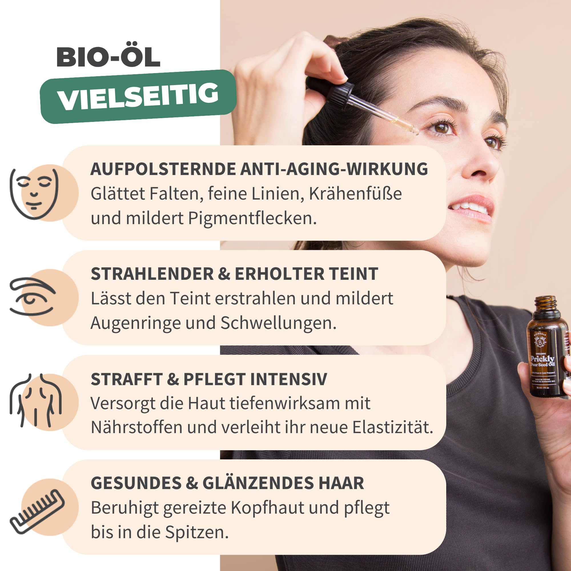 BIONOBLE Rizinusöl Kaltgepresst Bio - 100% Natürlich, Ohne Hexan - Wachstumsfördernd, Repariert - Rizinusöl Bio Haare, Wimpern, Augenbrauen, Haut - Castor Oil - Glasflasche mit Pumpe - 200ml