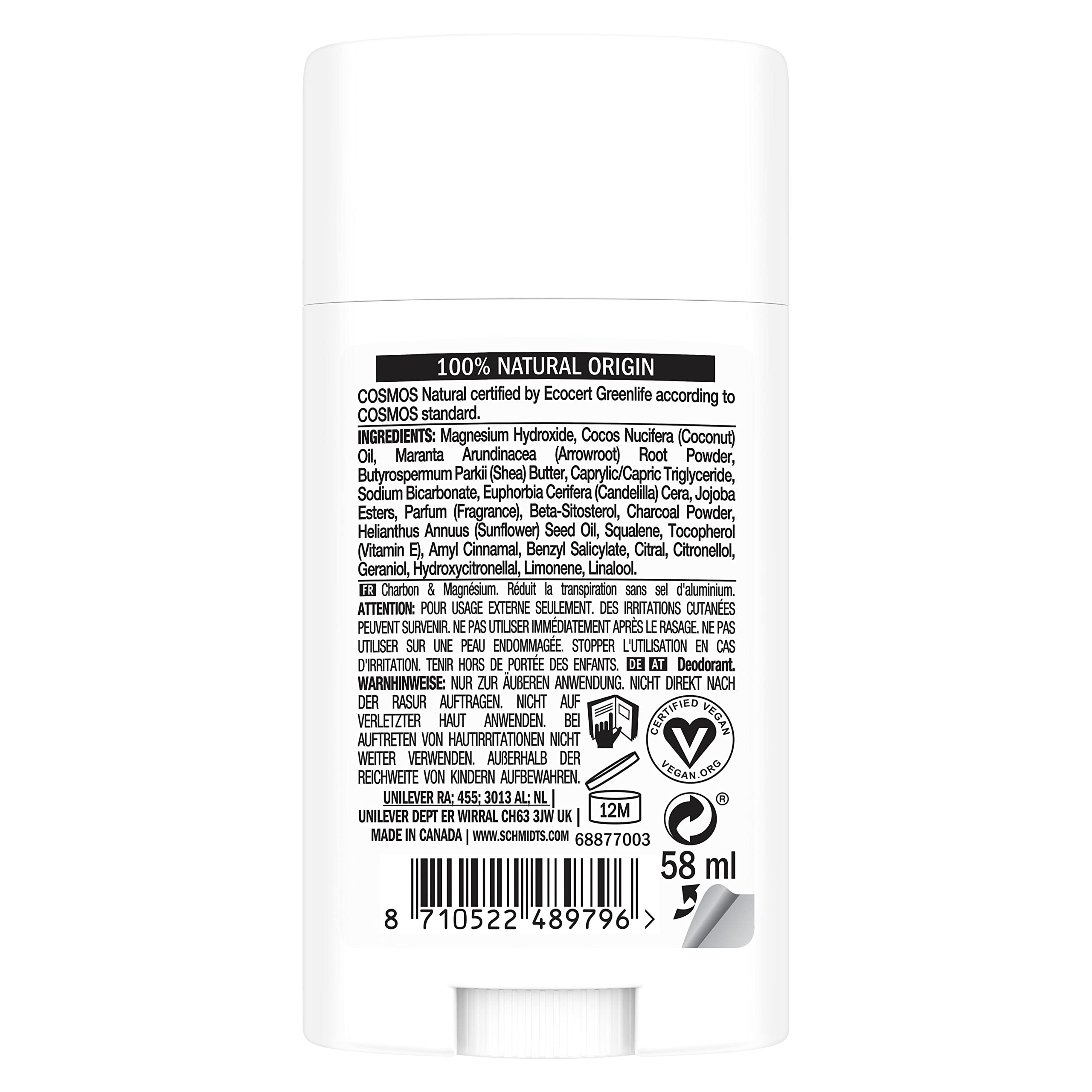 Schmidt's Natural Deodorant Stick Lavender & Sage Deodorant without Aluminium for Long-Lasting Freshness 75 g Pack of 1