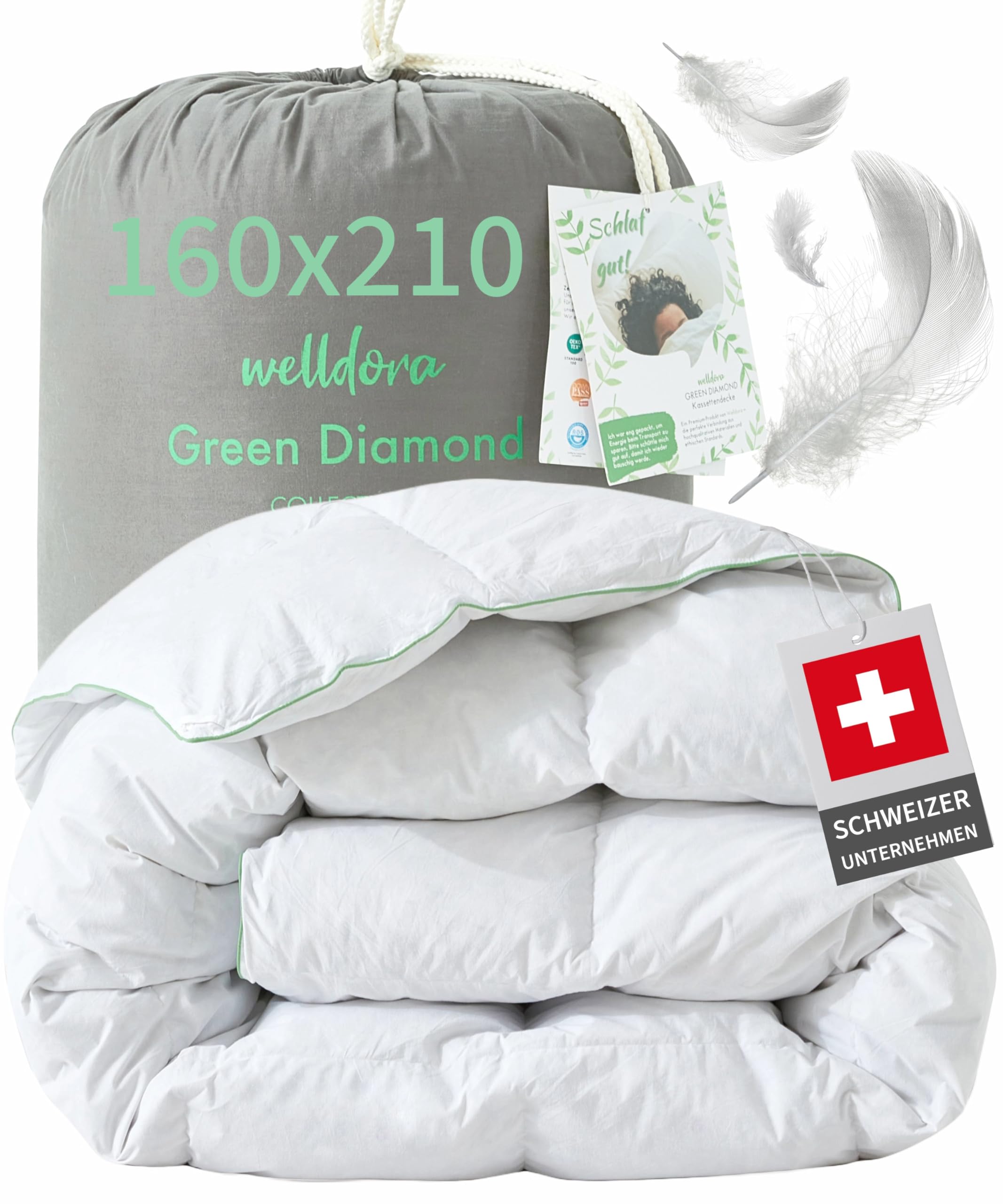 Welldora Komfort Bettdecke 135x200 Winter | 100% Extraweiche Federn & Daunen | Fachärztlich geprüft, Oeko-Tex, Allergiker | Zertifiziert für Tierwohl | Dicke extrawarme Winterdecke Daunendecke