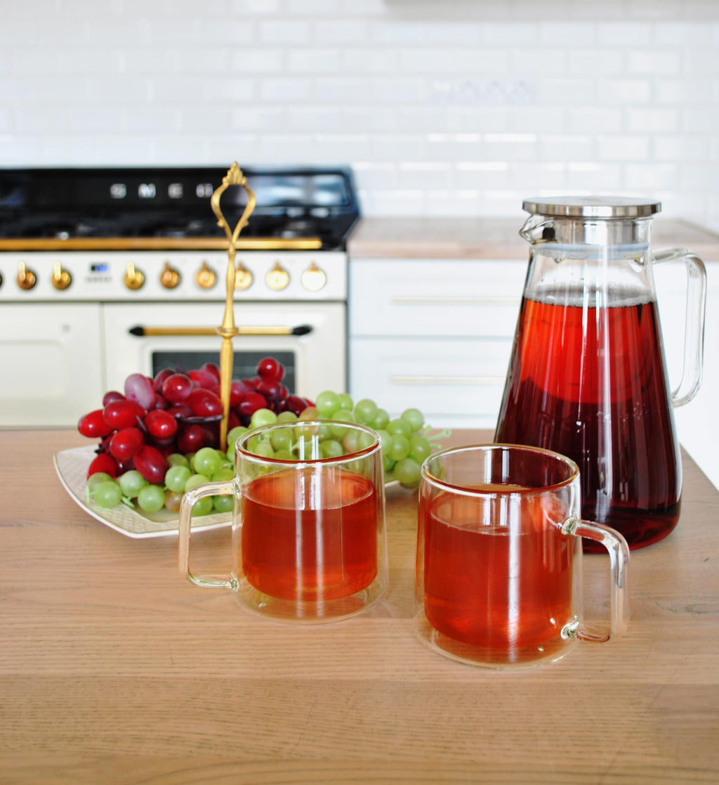 CNGLASS 1100ml/37.5oz Glas-Teekanne mit Infuser,Klarglas-Teekessel mit abnehmbarem Edelstahlsieb,Herdfeste Glas-Teekanne für blühenden und losen Blatttee