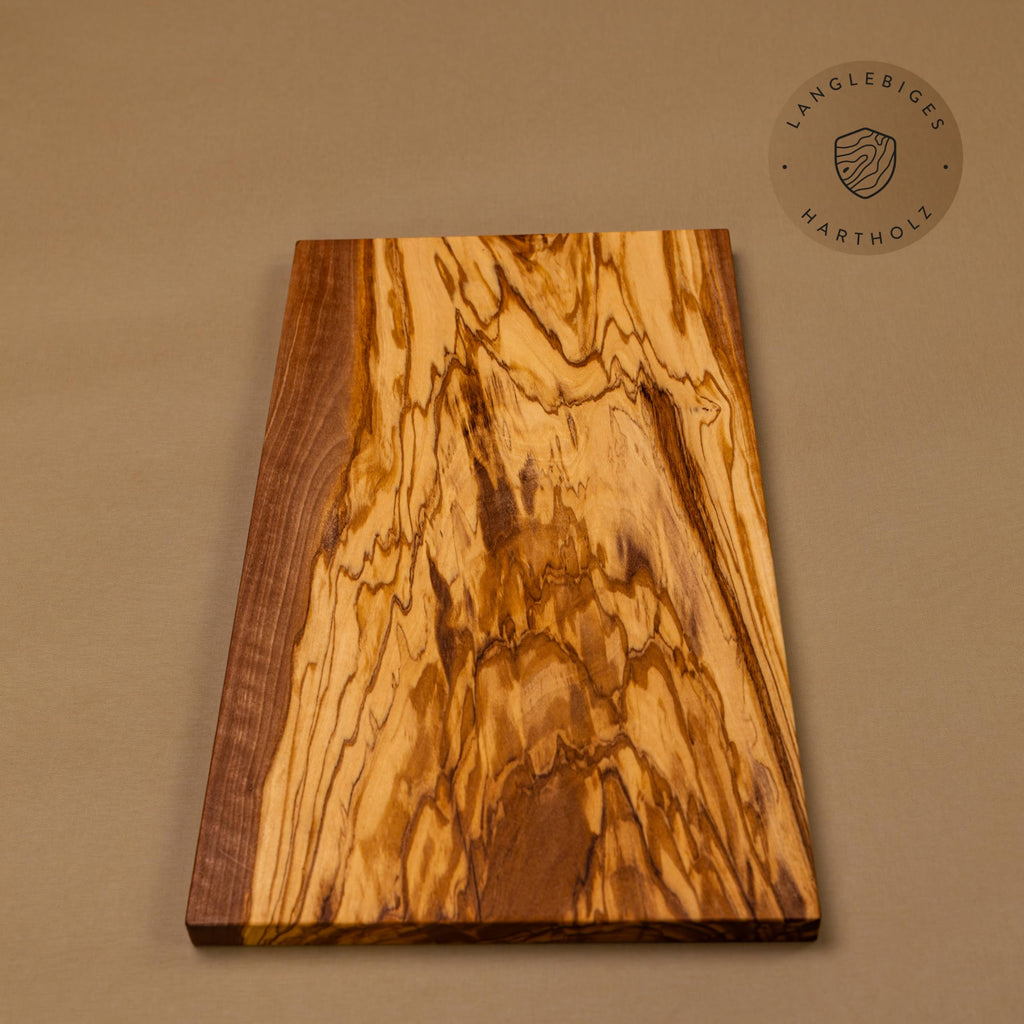 DAS OLIVENHOLZBRETT® / Olivenholz Schneidebrett rechteckig/Frühstücksbrett aus Holz/Brotzeit-Frühstücksbrettchen rechteckig/Vesperbrett, Jausenbrett aus Olivenholz / 30cm x 17cm x 2cm