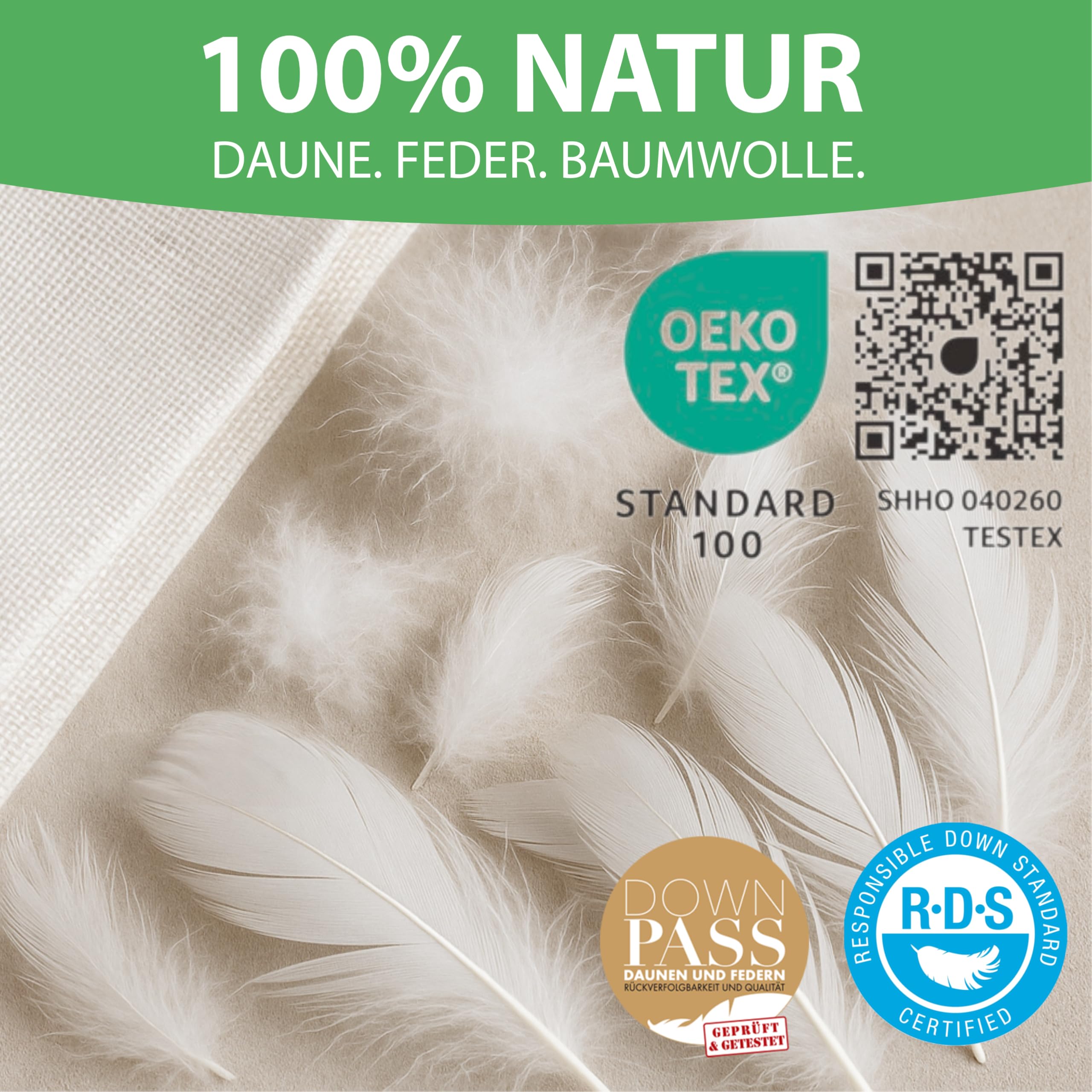 Welldora Komfort Bettdecke 135x200 Winter | 100% Extraweiche Federn & Daunen | Fachärztlich geprüft, Oeko-Tex, Allergiker | Zertifiziert für Tierwohl | Dicke extrawarme Winterdecke Daunendecke