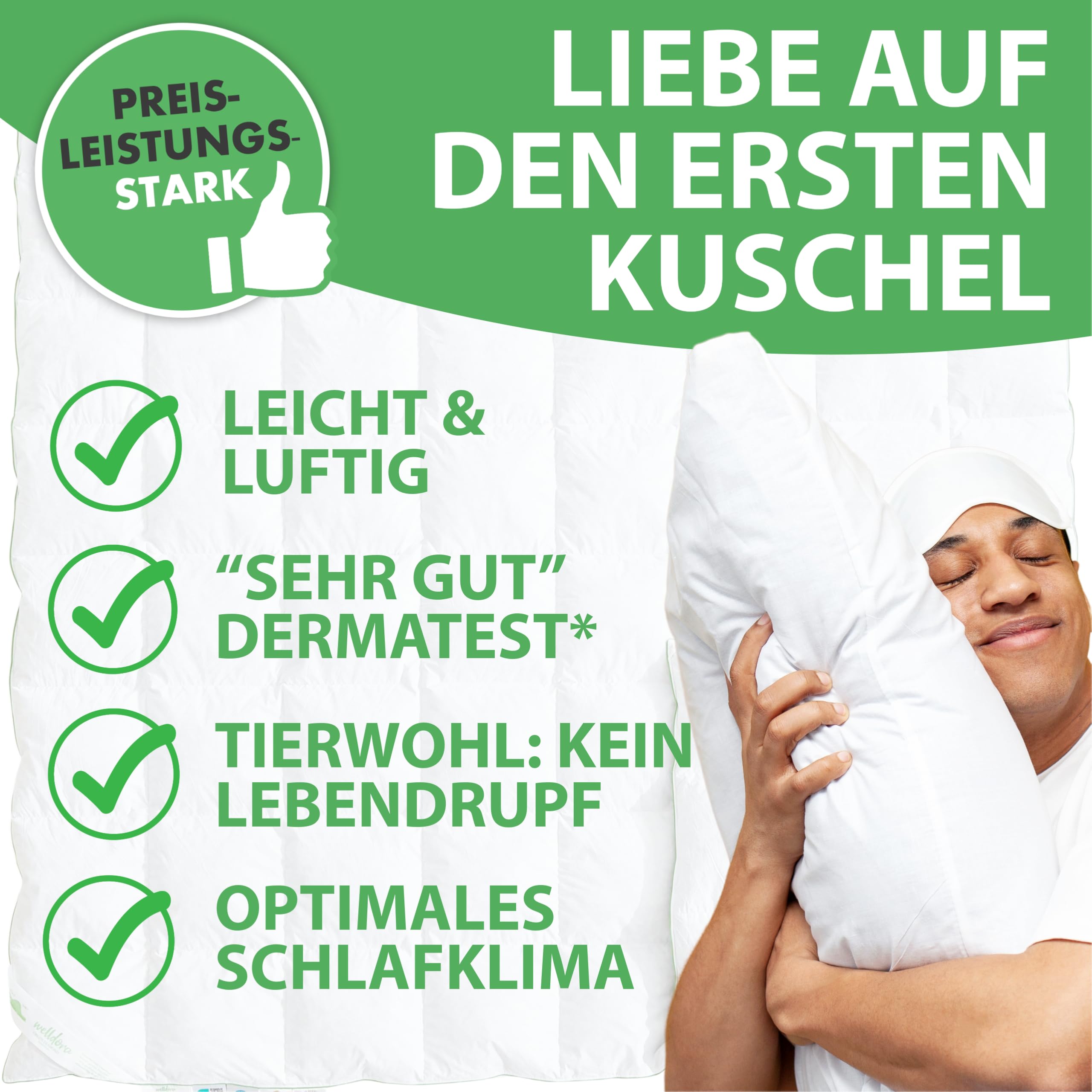 Welldora Komfort Bettdecke 135x200 Winter | 100% Extraweiche Federn & Daunen | Fachärztlich geprüft, Oeko-Tex, Allergiker | Zertifiziert für Tierwohl | Dicke extrawarme Winterdecke Daunendecke