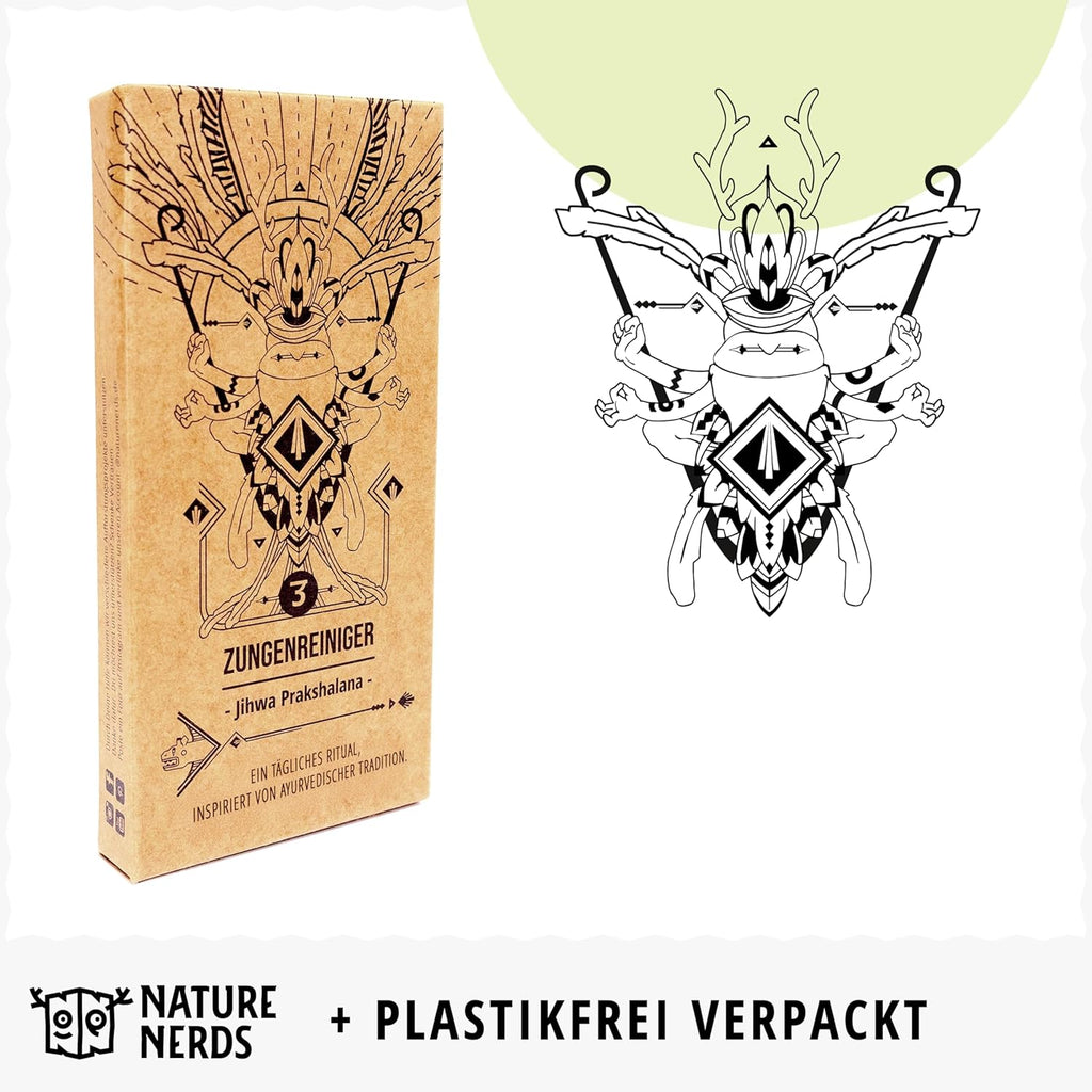 Nature Nerds - Zungenreiniger aus Kupfer (3 Stück) - Jihwa Prakshalana – Ein ayurvedisches Ritual mit dem Zungenschaber - plastikfreie Mundhygiene