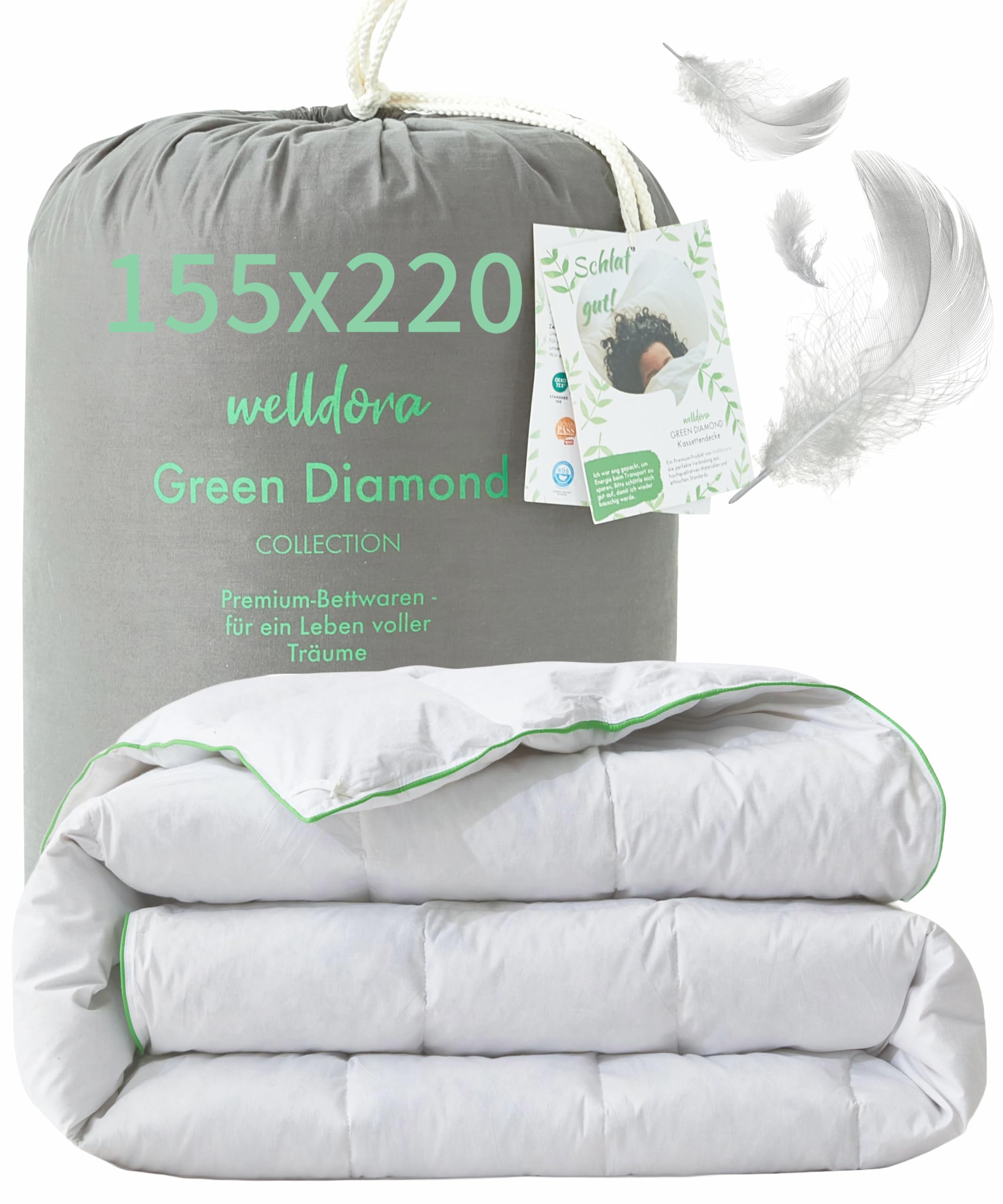 Welldora Komfort Bettdecke 135x200 Winter | 100% Extraweiche Federn & Daunen | Fachärztlich geprüft, Oeko-Tex, Allergiker | Zertifiziert für Tierwohl | Dicke extrawarme Winterdecke Daunendecke