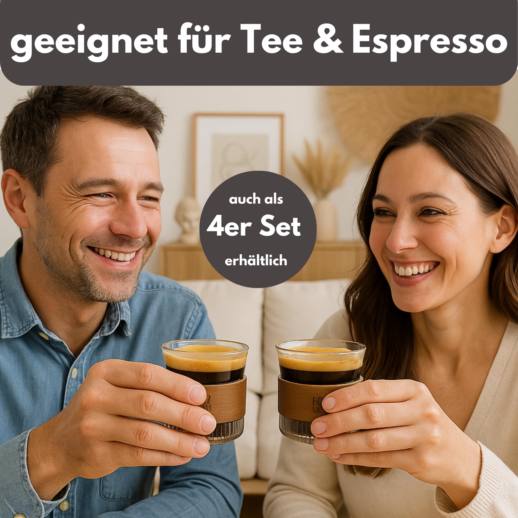 Holzwurm Glass Carafe 1 L - Ribbed Water Carafe with Walnut Wooden Coat, Elegant Water Carafe for Home and Office