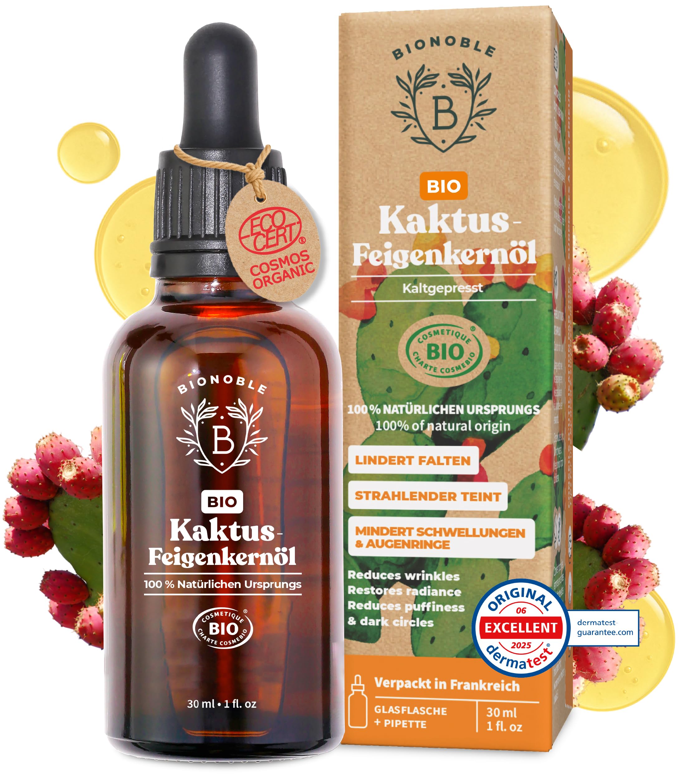 BIONOBLE Rizinusöl Kaltgepresst Bio - 100% Natürlich, Ohne Hexan - Wachstumsfördernd, Repariert - Rizinusöl Bio Haare, Wimpern, Augenbrauen, Haut - Castor Oil - Glasflasche mit Pumpe - 200ml